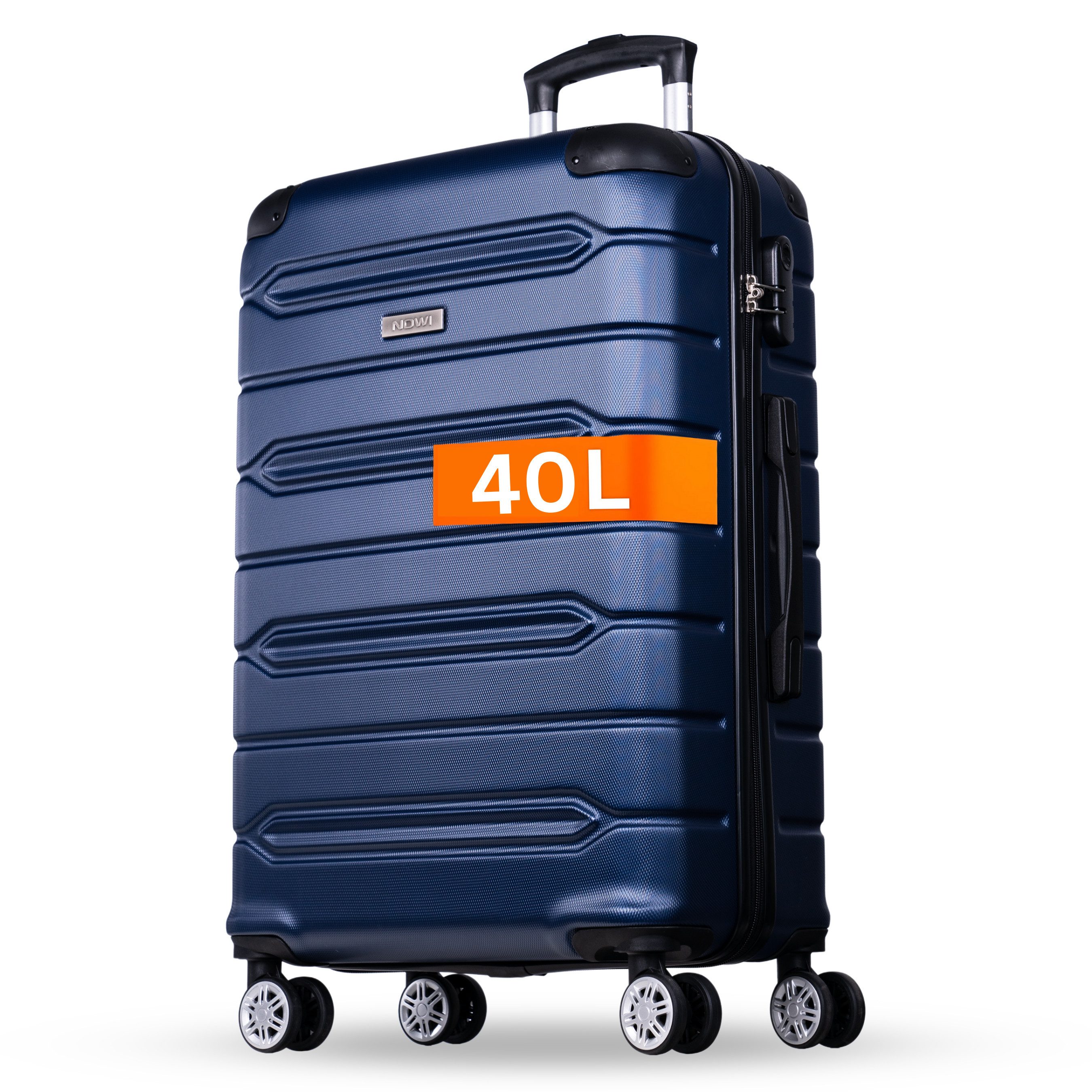 NOWI Hartschalen-Trolley Koffer Hartschalenkoffer mit Zahlenschloss & 8 Rollen Trolley, Zahlenschloss