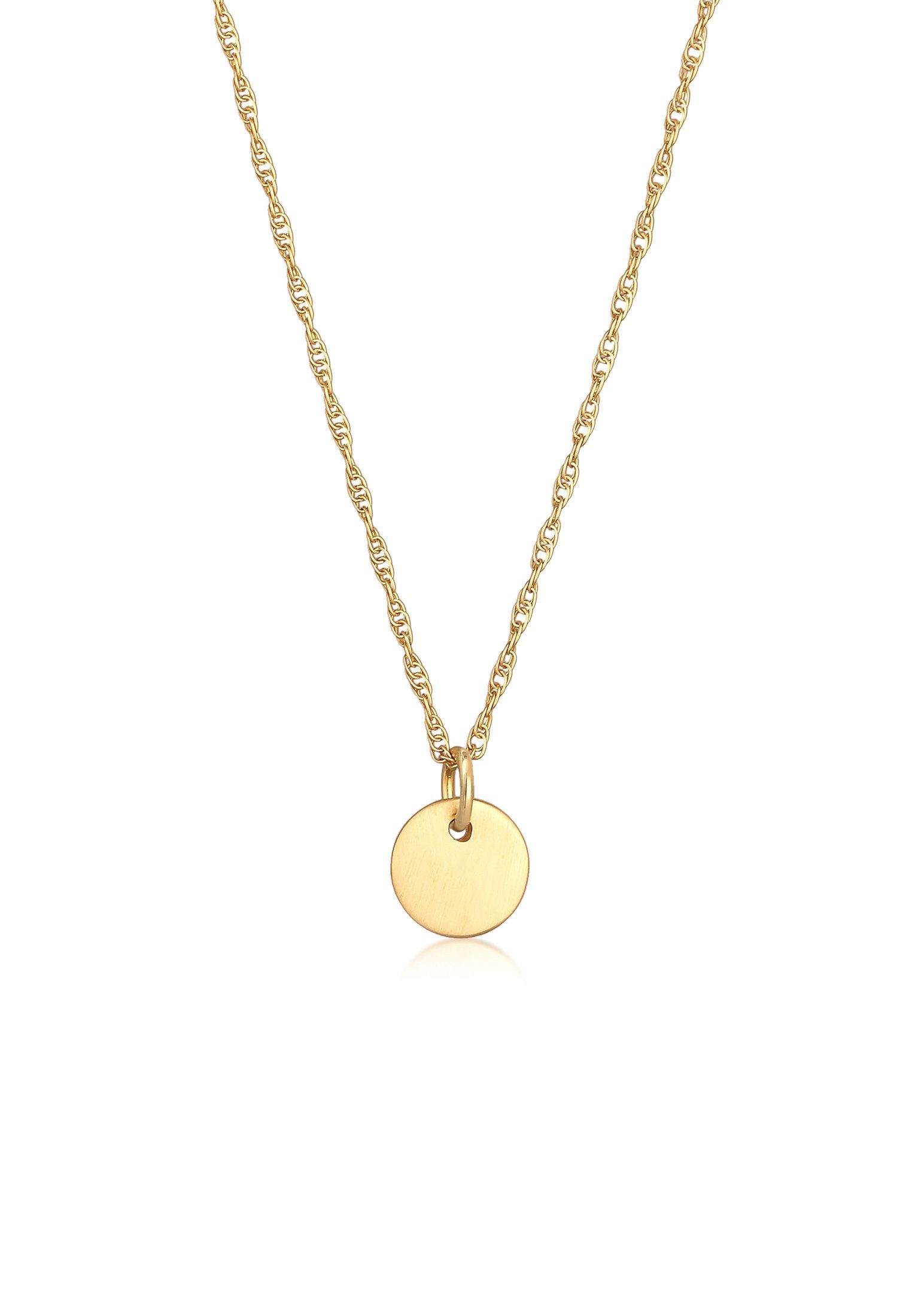 Elli Kette mit Anhänger Plättchen Rund Gedrehte Kette 925 Silber, Geo