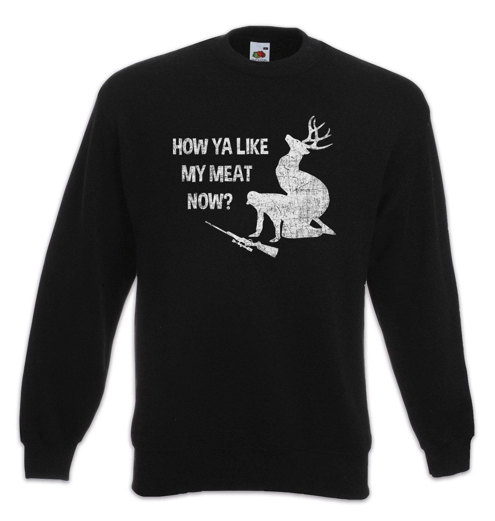 Urban Backwoods Sweatshirt How Ya Like My Meat Now Sweatshirt Deer Reh Hirsch Jäger Hunter Jagd (1-tlg) Hunt Geweih Vegan Vegetables
