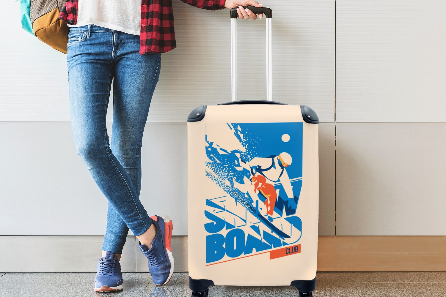 Reisetasche Sprichwörter, - Reisekoffer mit Trolley, Handgepäck - Ferien, Rollen, für rollen, 'Snowboard-Club' - Snowboard Zitate Handgepäckkoffer 4 MuchoWow