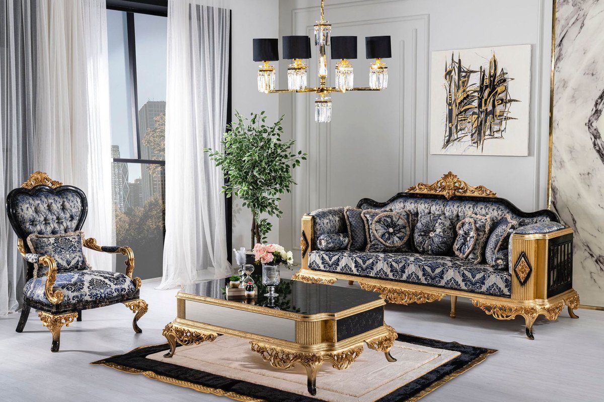 Casa Barockstil Möbel Barock - - Couchtisch Luxus Couchtisch Padrino - Luxus Möbel / Barockstil Barock Massivholz Gold Einrichtung Wohnzimmer im im Wohnzimmertisch Barock - Padrino Casa - Schwarz Barockstil Möbel