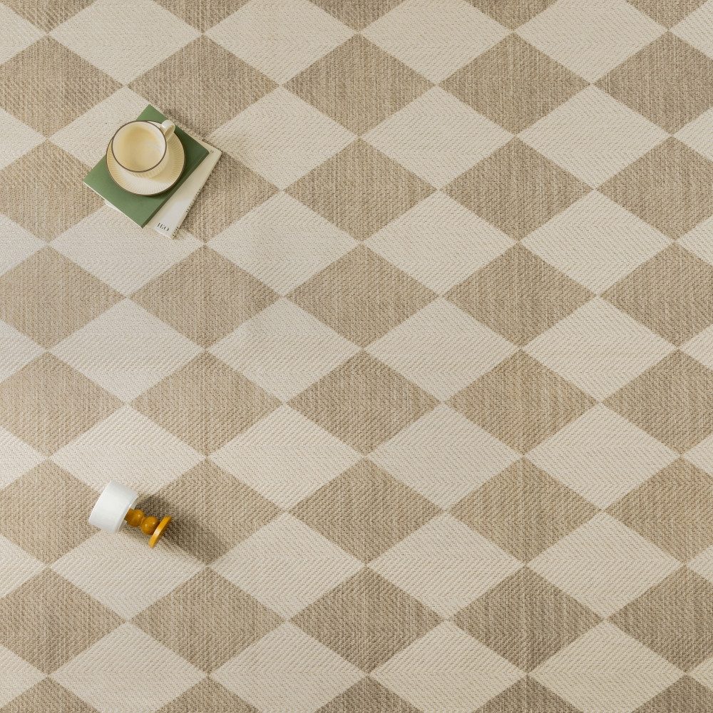 PURECOZY Teppich Juteteppich Innenteppiche Karomuster Modernes Design, Rechteckig, Höhe: 5 mm, 120x180cm Juteteppich Karomuster Innenteppich – Bild 2 von 4