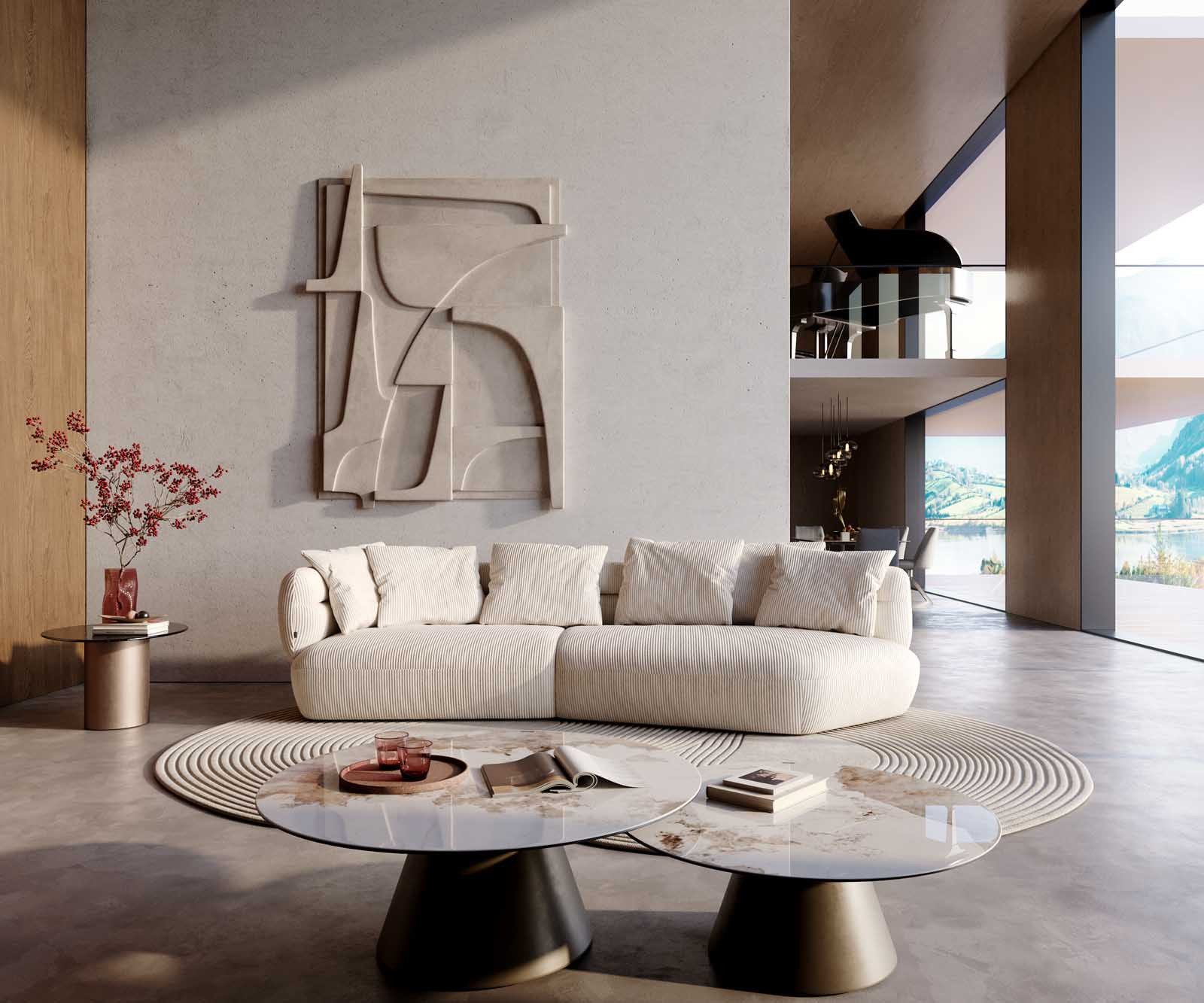 DELIFE Big-Sofa Roya, Cord Beige 320x140 günstig online kaufen