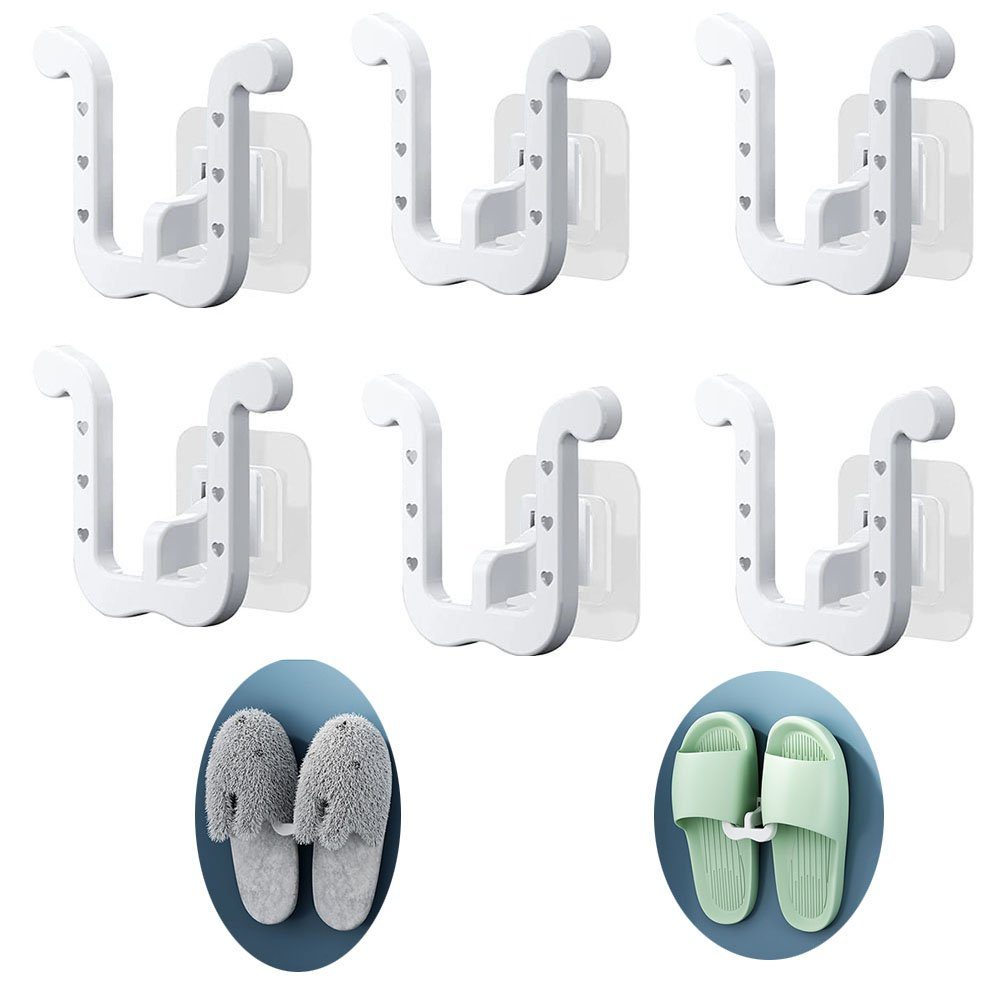 NUODWELL Zahnputzbecher 6 PCS Badezimmer Hausschuh-Regal, Multifunktional Schuhregal Wand Hänge Weiß