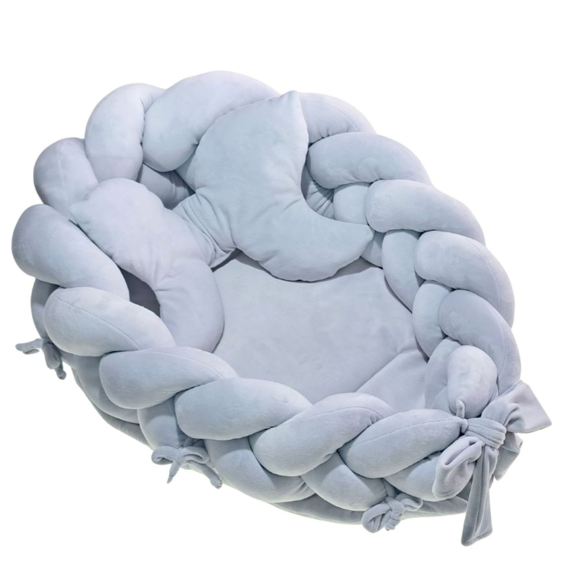 LuMali Kuschelnest 3in1 Babynest XXL Kokon Zopf Matte Kissen superweich wendbar doppelt, (3-teiliges Set: Zopf, Matte, Kissen), Neugeborene Baumwolle Velour antiallergisch wendbar Geschenk Geburt