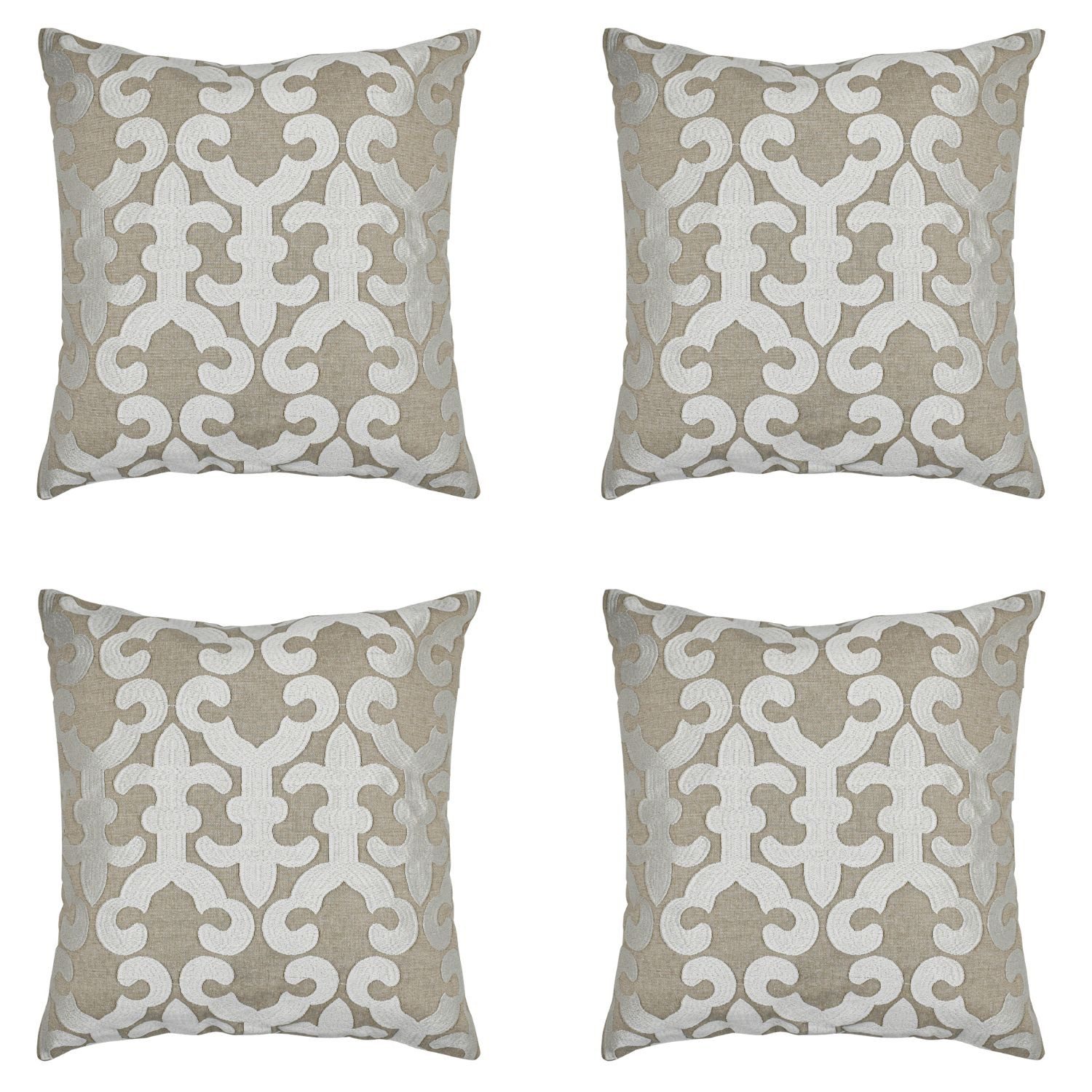 Marrakesch Orient & Mediterran Interior Zierkissen 4er Set Подушкиbezug Handgefertigt Kayon Weiss 40x40cm, Boho Deko
