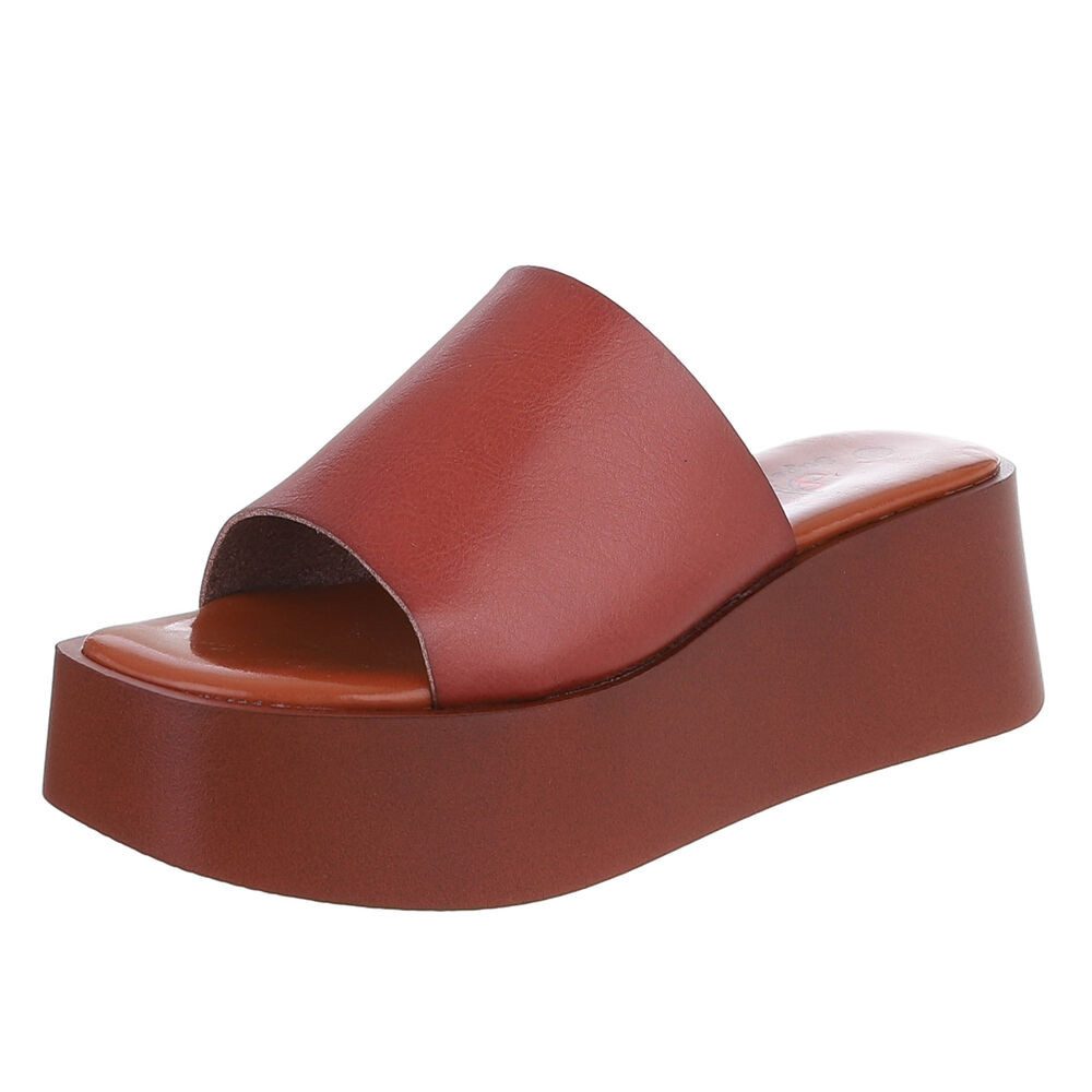 Ital-Design Plateauschuh mit offener Zehenpartie für Damen Plateausandaletten (91409172) Keilabsatz/Wedge Keilsandaletten in Braun