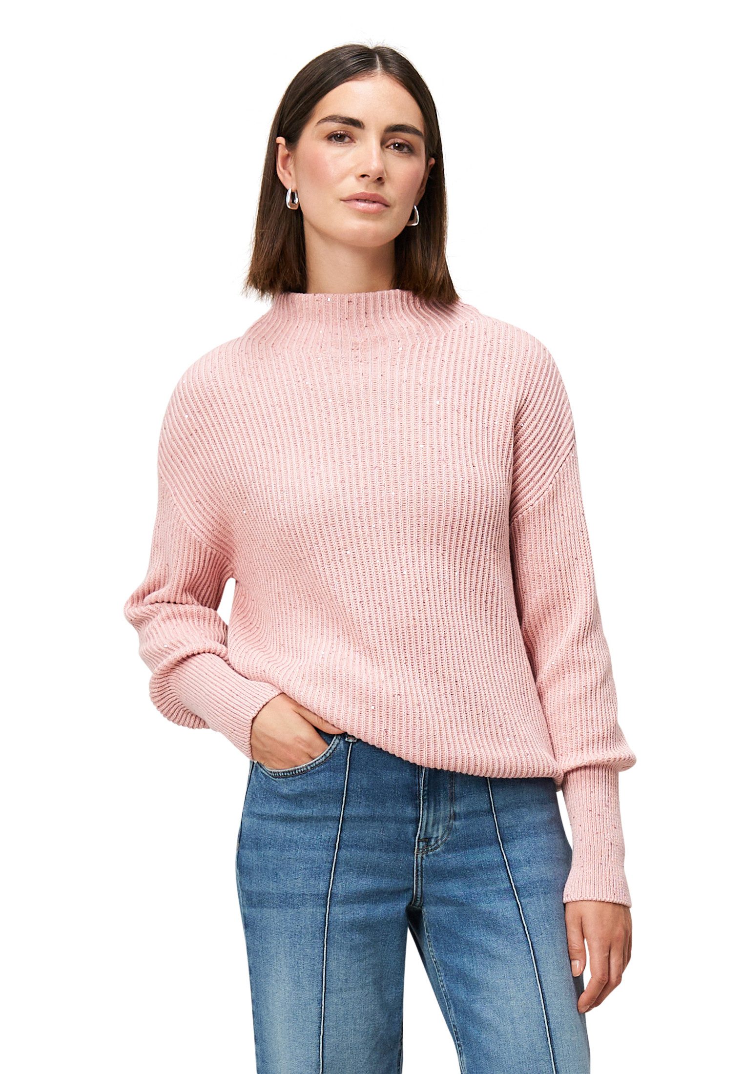 Zero Strickpullover Damen Strickpullover mit Pailletten (1-tlg) Pailletten günstig online kaufen