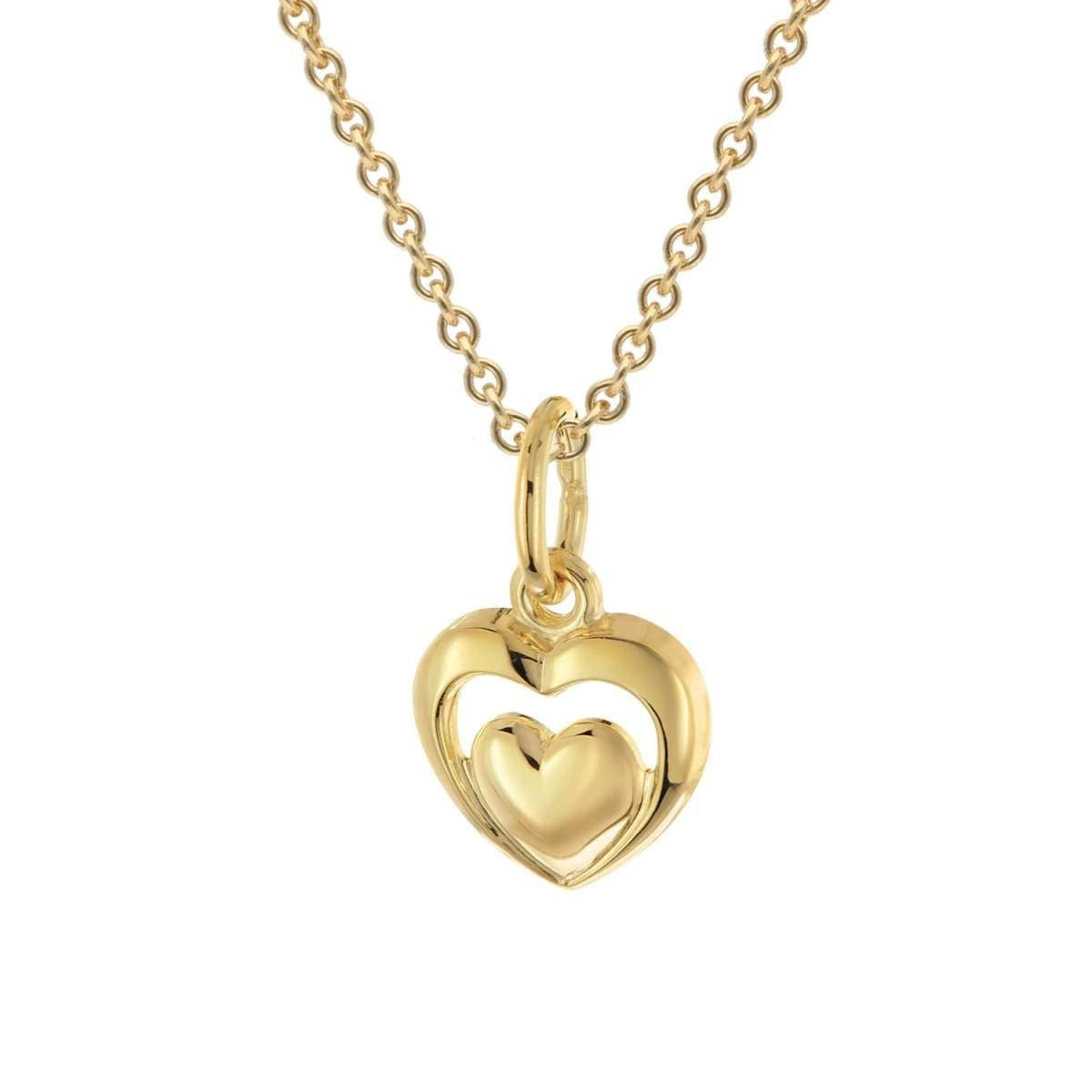 trendor Herzkette 28575, Kinder Herz-Anhänger Gold 333/8K Mit Vergoldeter Silberkette