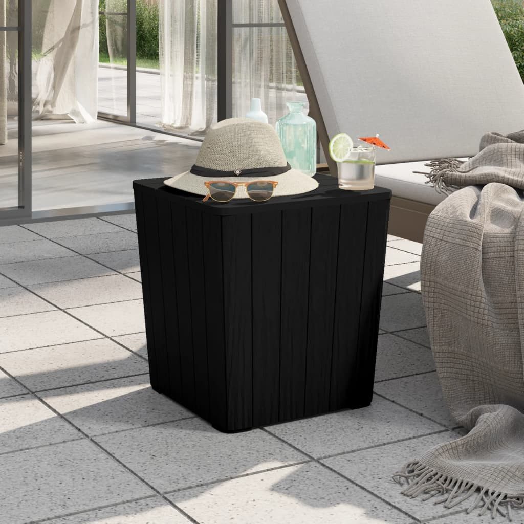 furnicato Gartentisch mit Staufach 38,5 x 38,5 x 42 cm Schwarz (1-St), Witterungsbeständiger Outdoor-Tisch mit Staufach und Deckel