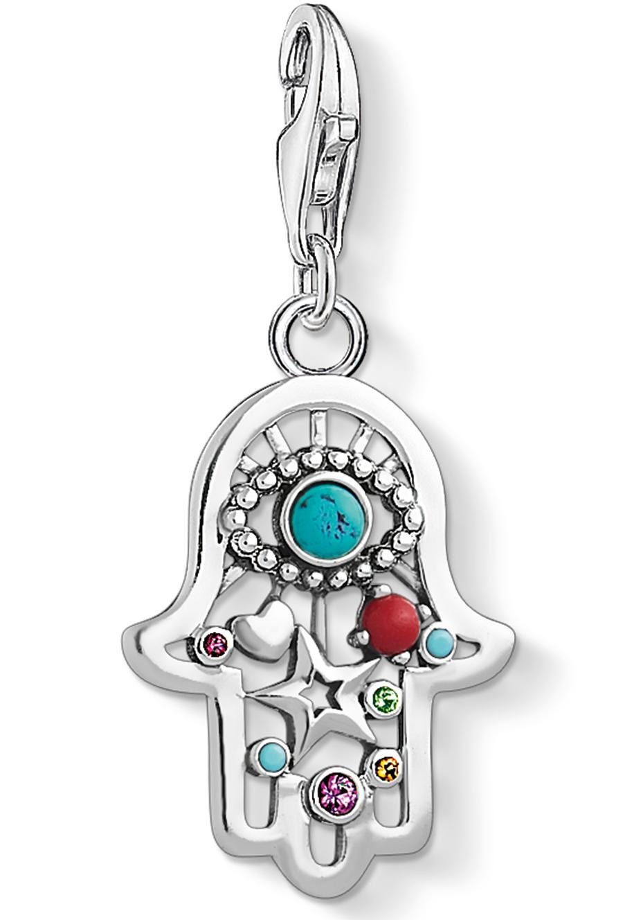 THOMAS SABO Charm-Einhänger Charm-Anhänger Ethno Fatimas Hand, mit Zirkonia (synth)