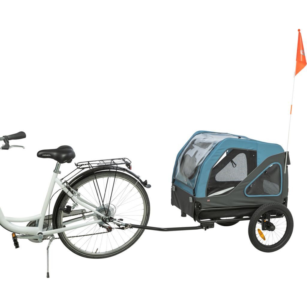 TRIXIE Fahrradhundeanhänger Fahrradanhänger für Hunde - blau/grau - 81 × 90 × 102/145 cm