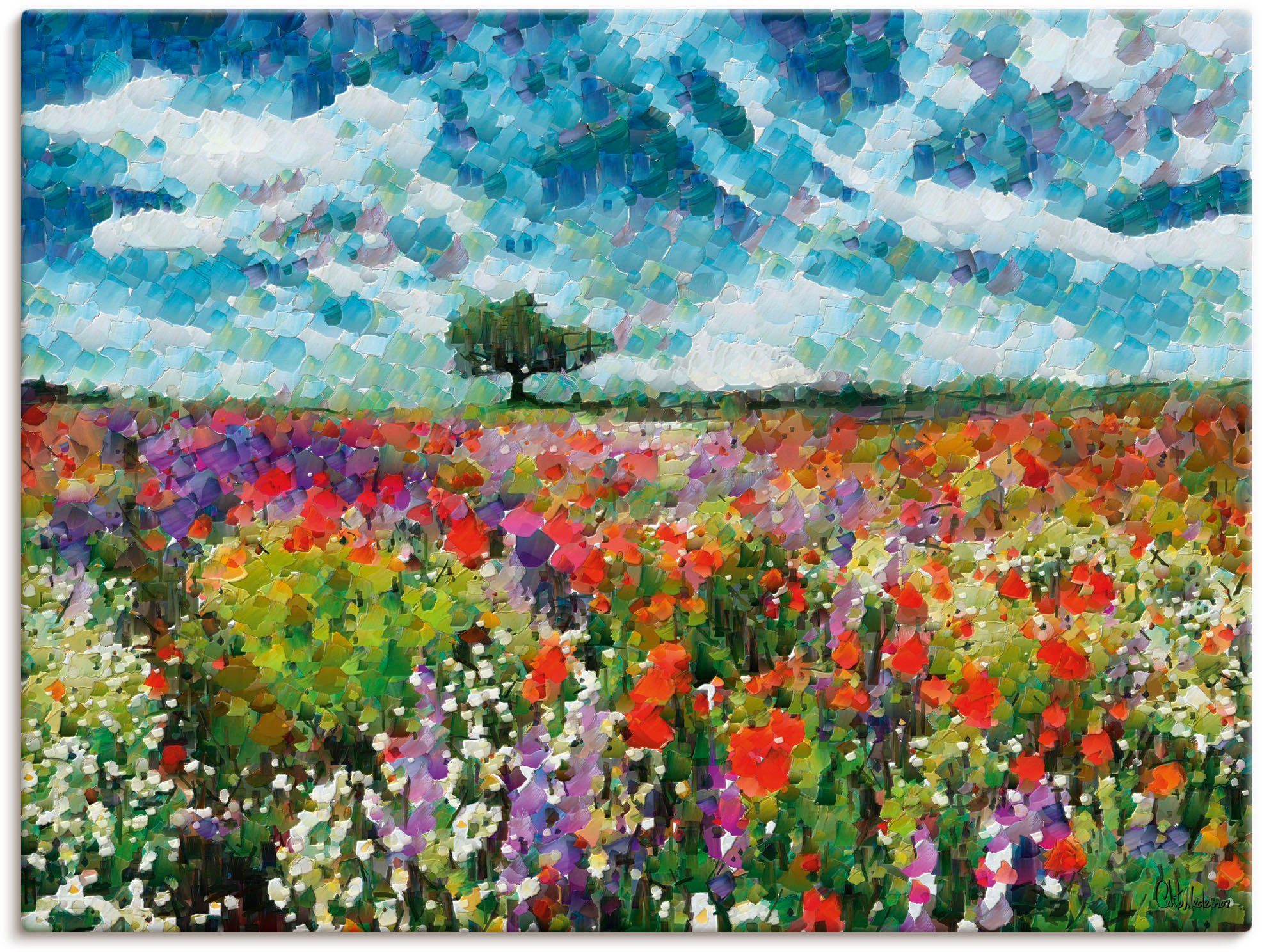 Artland Leinwandbild Bunte Wiese, Blumenwiese (1 St), auf Holzrahmen gespannt