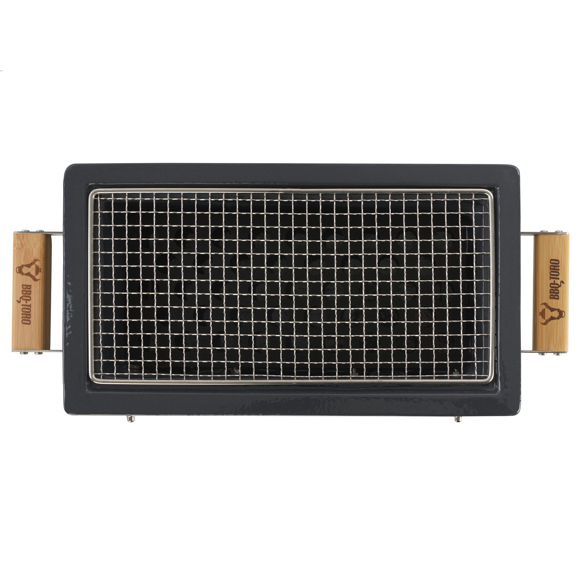 BBQ-Toro Keramikgrill Tischgrill mit Holzunterlage, Outdoor Hibachi Grill für Camping