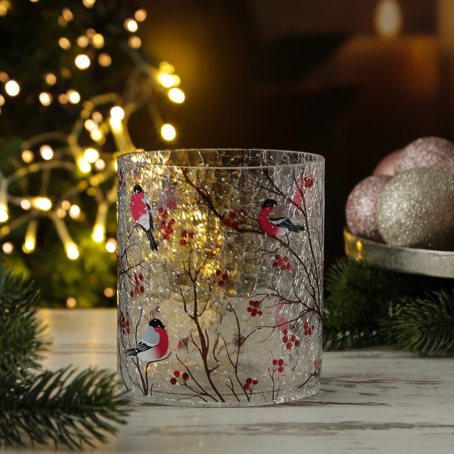 MARELIDA Windlicht Teelichthalter GIMPEL Teelichtglas Bruchglasoptik H: 13c günstig online kaufen