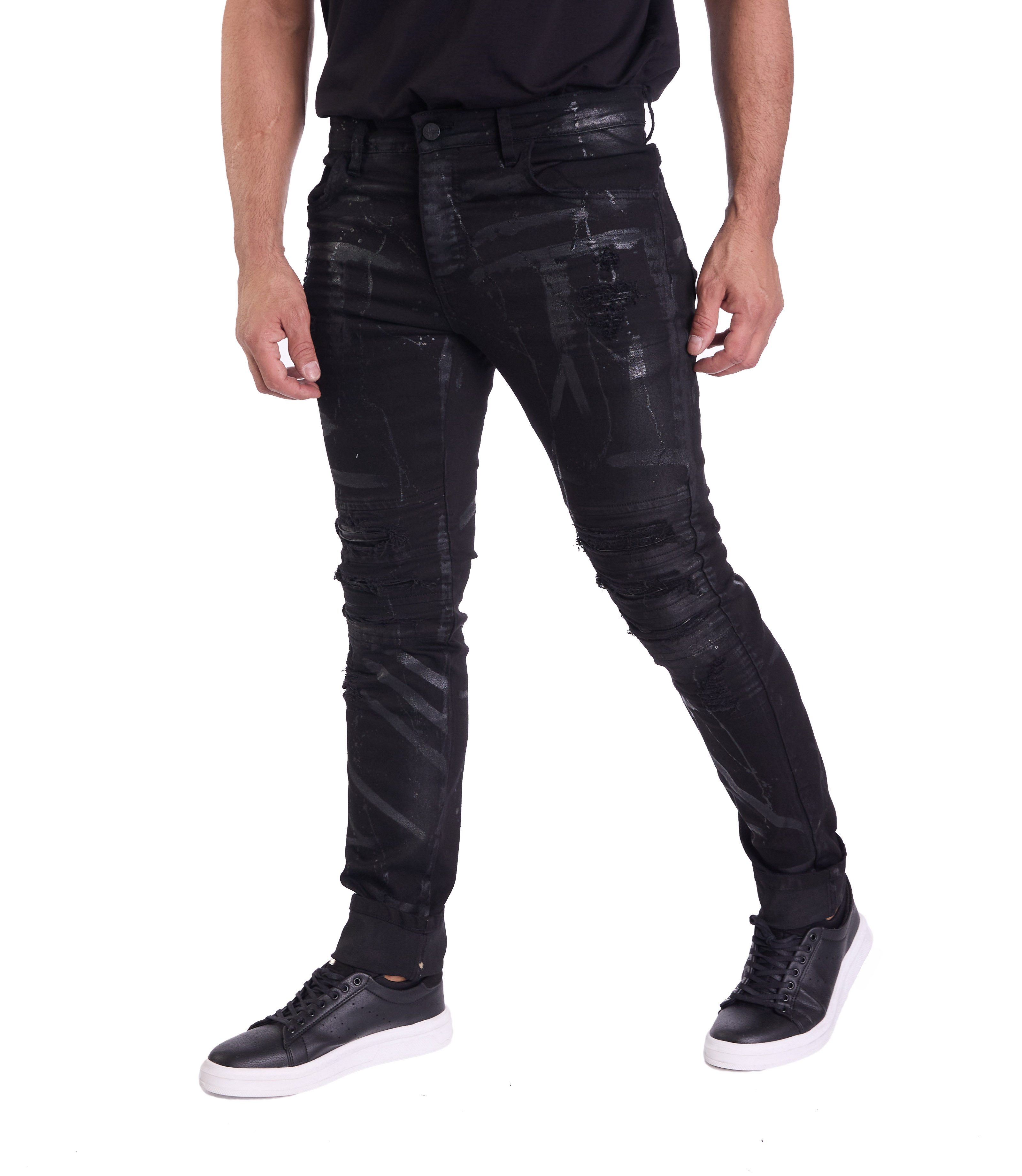 KINGZ Slim-fit-Jeans Lässige Batik Herren Biker günstig online kaufen