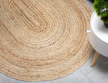 Teppich Jute-Teppich AJALA Oval, Flachgewebe, echte Handarbeit, nachhaltig, DomDeco