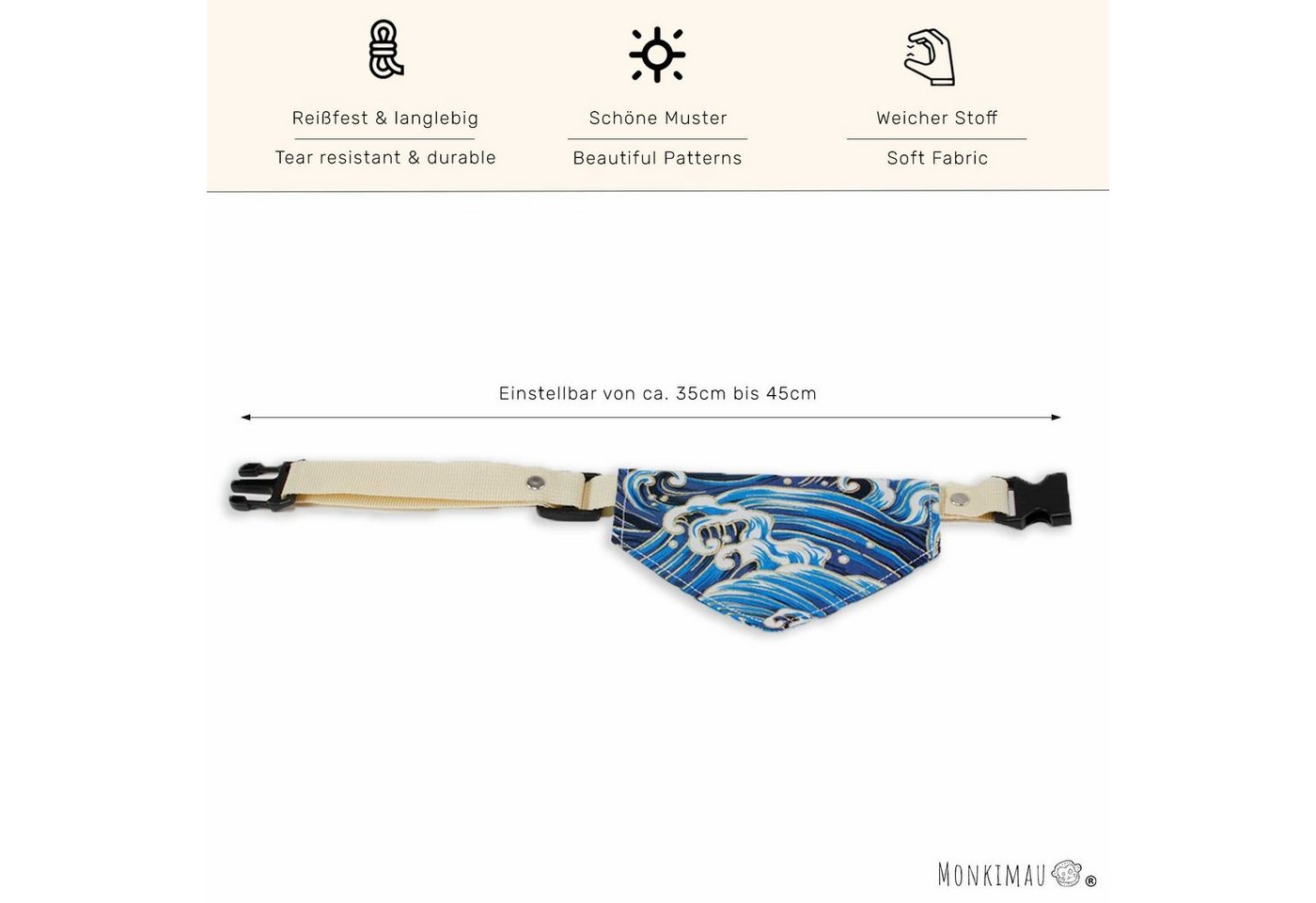 Thumbnail - Monkimau Hunde-Halsband Halsband mit Hundehalstuch mit Wellen Motiv
