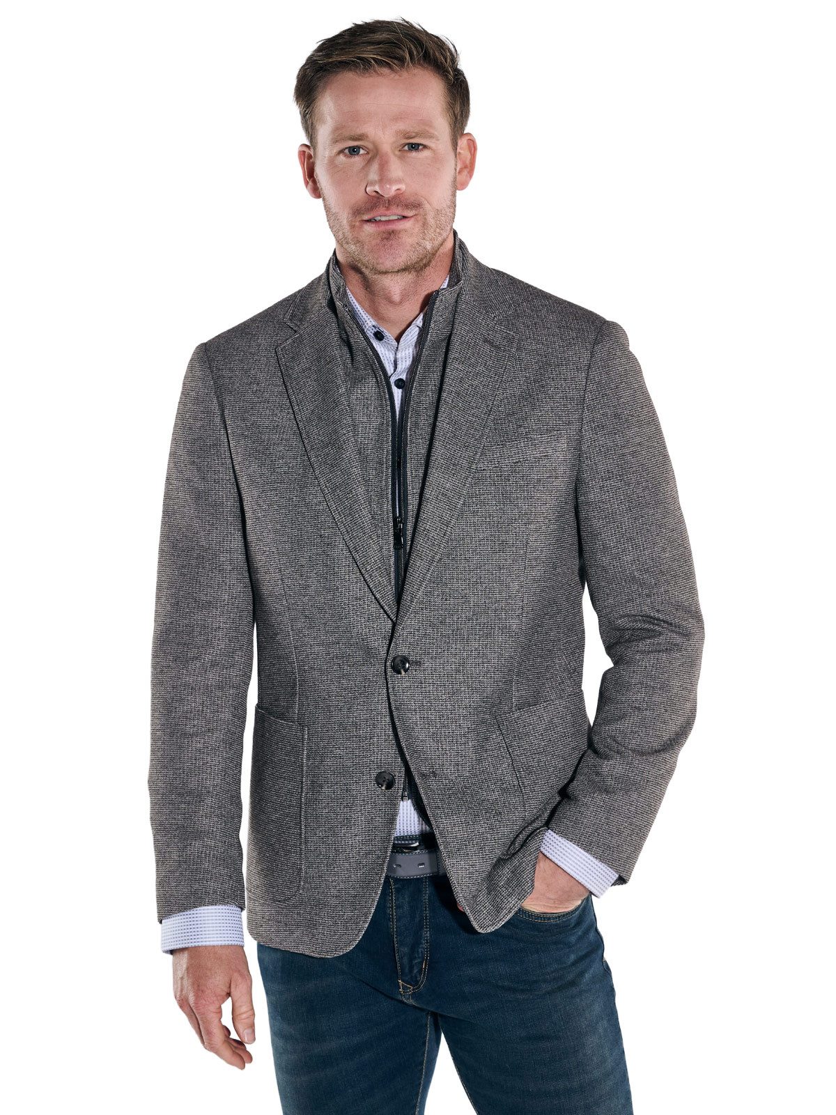 Engbers Sakko engbers Herren Sakko dezent gemustert, Grau günstig online kaufen