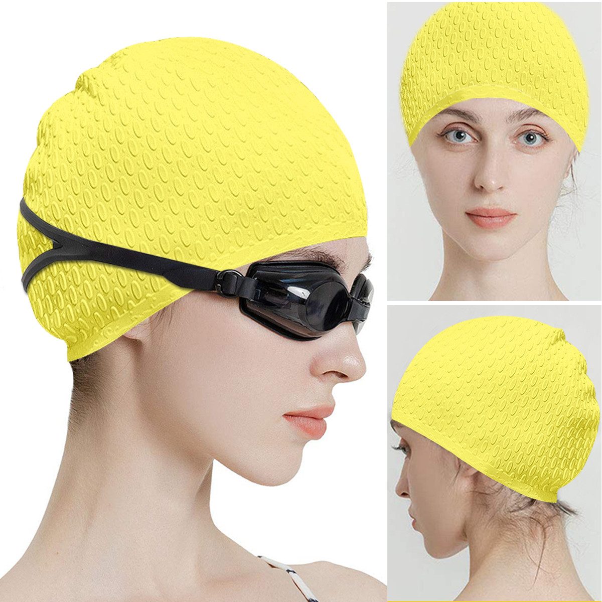 Badekappe Badekappe Silikon-Badekappe Herren Badekappe Damen Badekappe Gelb