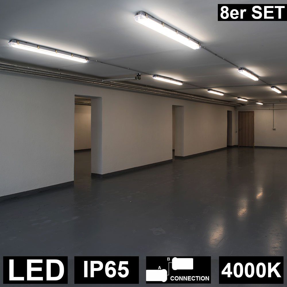 etc-shop Deckenleuchte, LED-Leuchtmittel fest verbaut, 8er Set LED Wannen Strahler Decken Leuchten Garagen Werkstatt | Deckenlampen