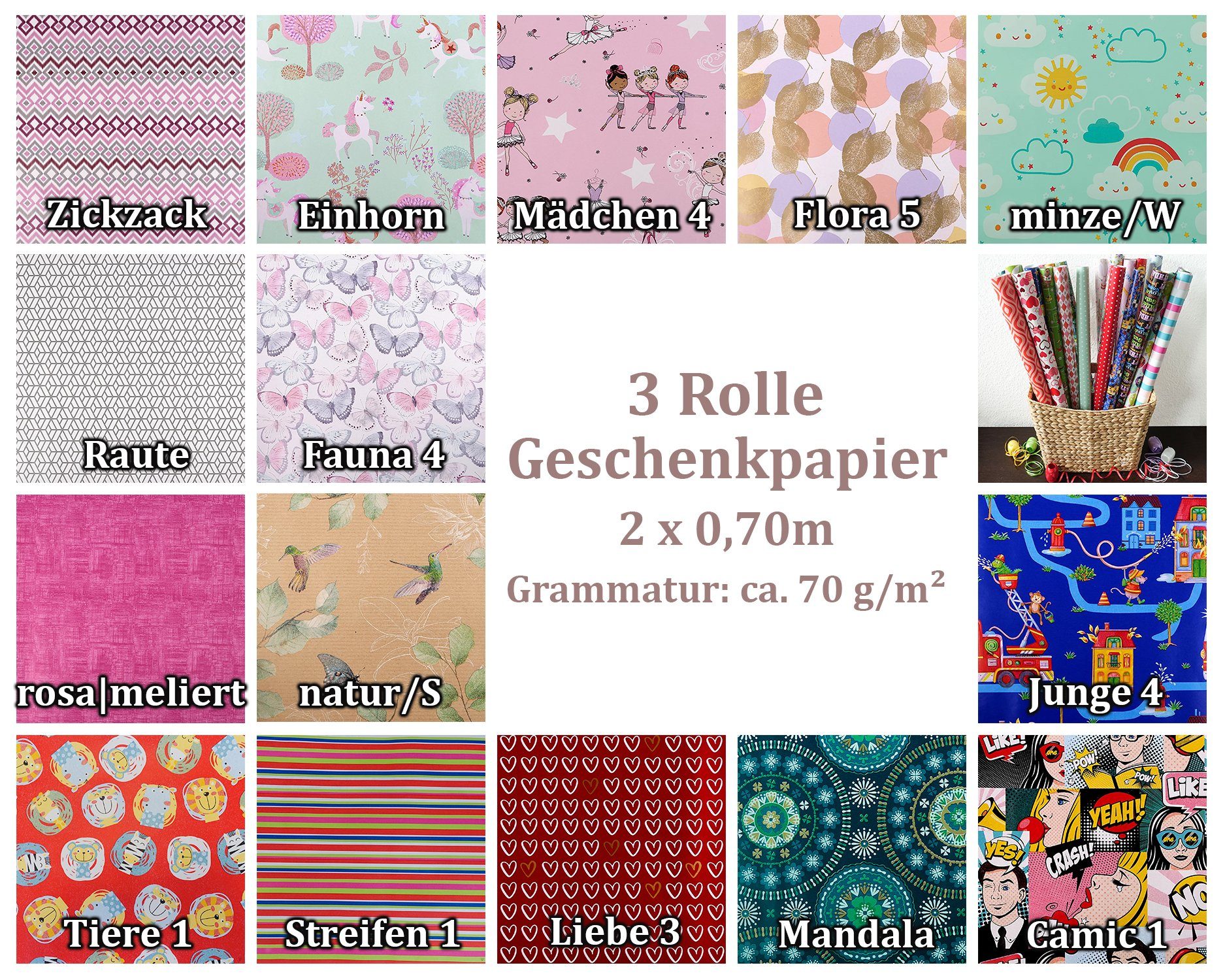 Fauna Geschenkverpackung, Flora maDDma Geschenkpapier 3 Verpackungspapier & Rollen Geschenkpapier 5