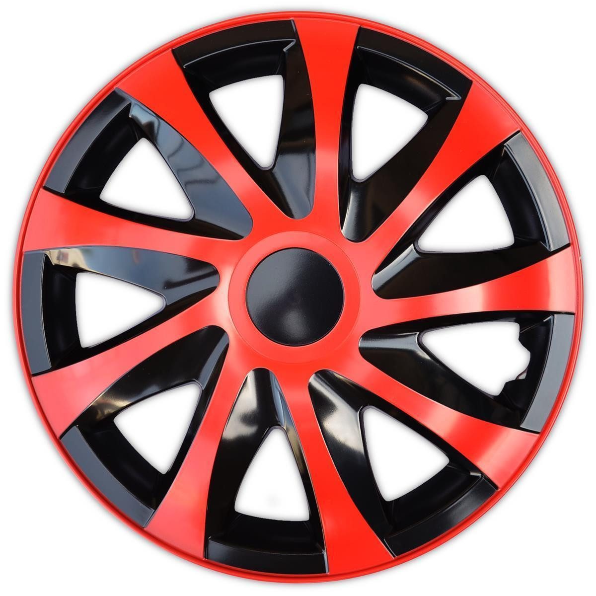 NRM Radkappe DRACO 14 Zoll in Rot/Schwarz, 14 in Zoll, (4-St) Radzierblenden für Stahlfelgen Zweifarbige Radkappen Satz 4er Set 14"