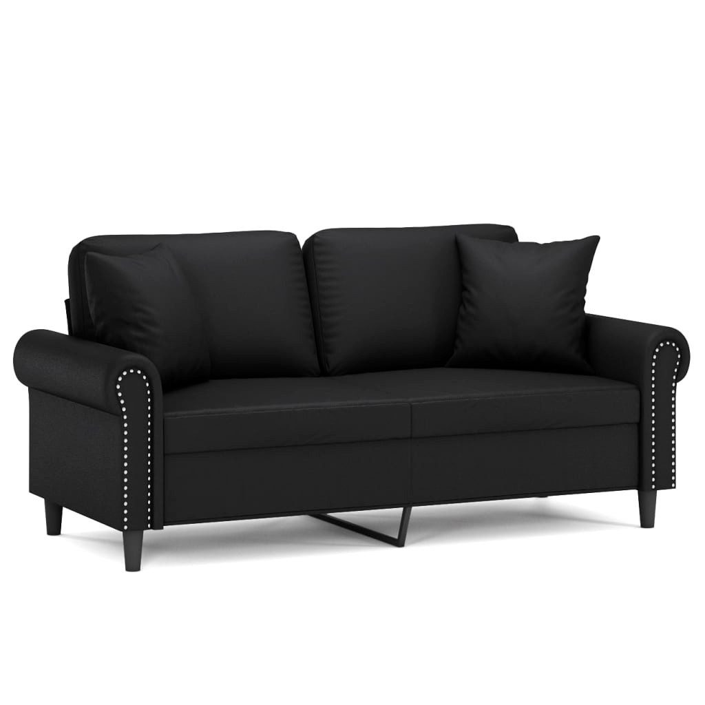 vidaXL Sofa 2-Sitzer-Sofa mit Zierkissen Schwarz günstig online kaufen