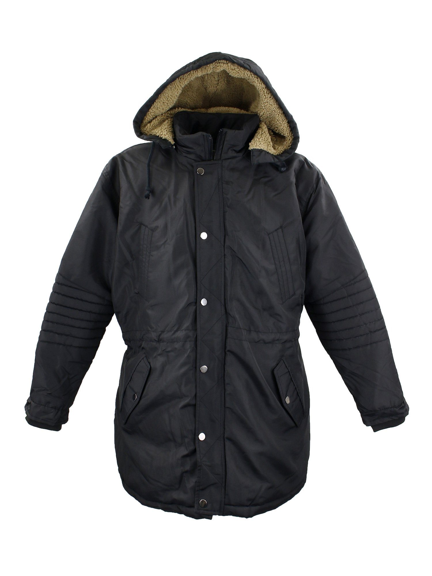 Winterjacke Übergrößen & Lavecchia schwarz LV-700 mit Kapuze abnehmbarer Jacke gefütterterter