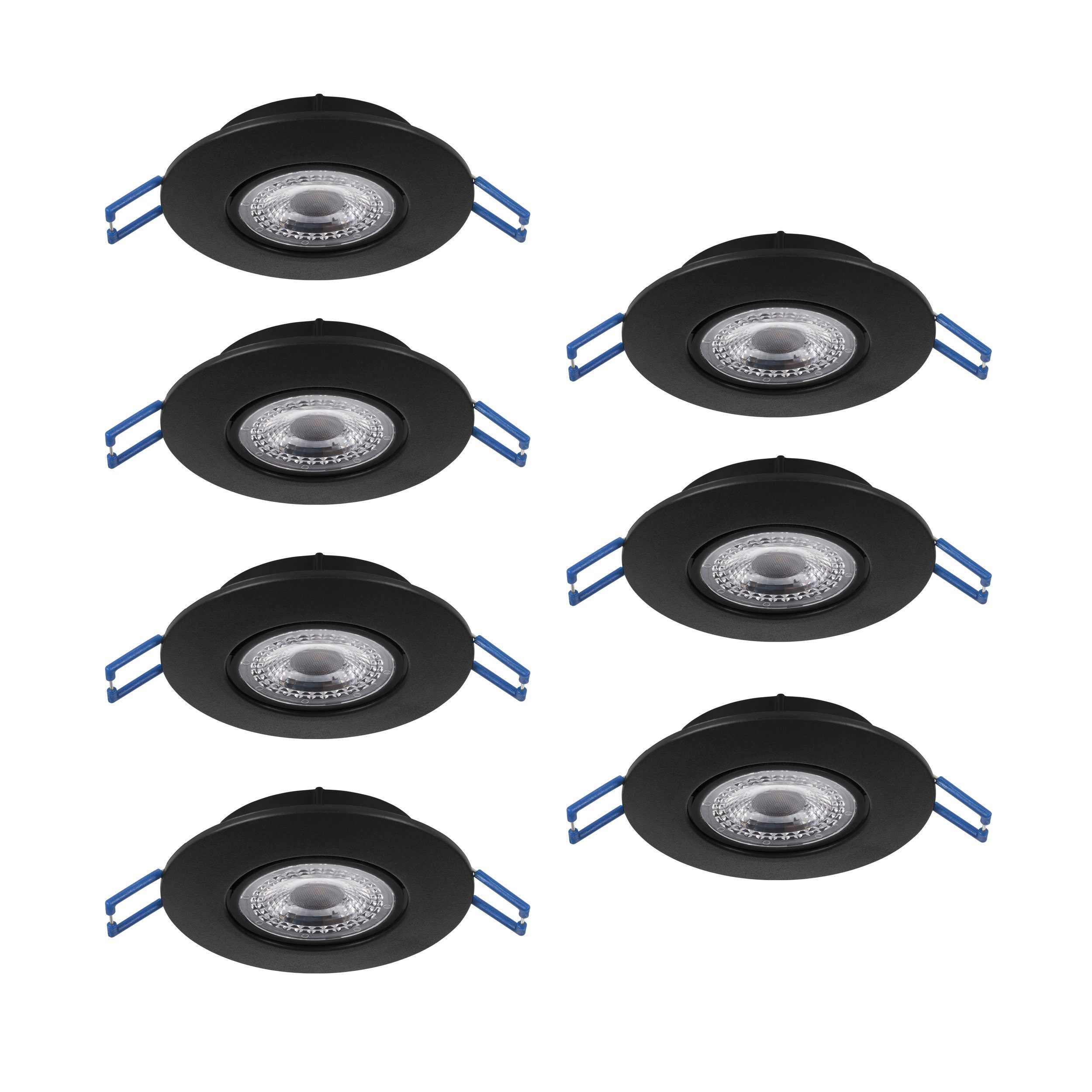 EGLO LED Einbauleuchte Gedrez, Leuchtmittel inklusive, 7er Set LED Einbaustrahler, Deckenspot, Deckenstrahler, Ø 9 cm