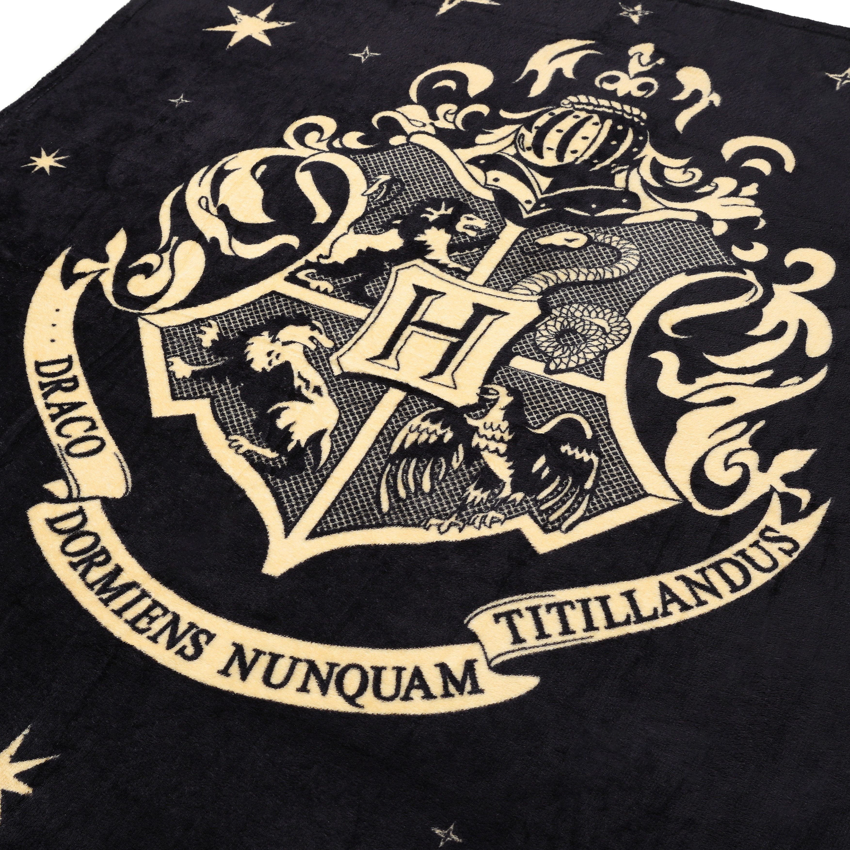 Wohndecke Kuscheldecke mit Hogwarts Wappen 130 x 150 cm, Harry Potter, Geschenk für Kinder zu Geburtstag und Weihnachten