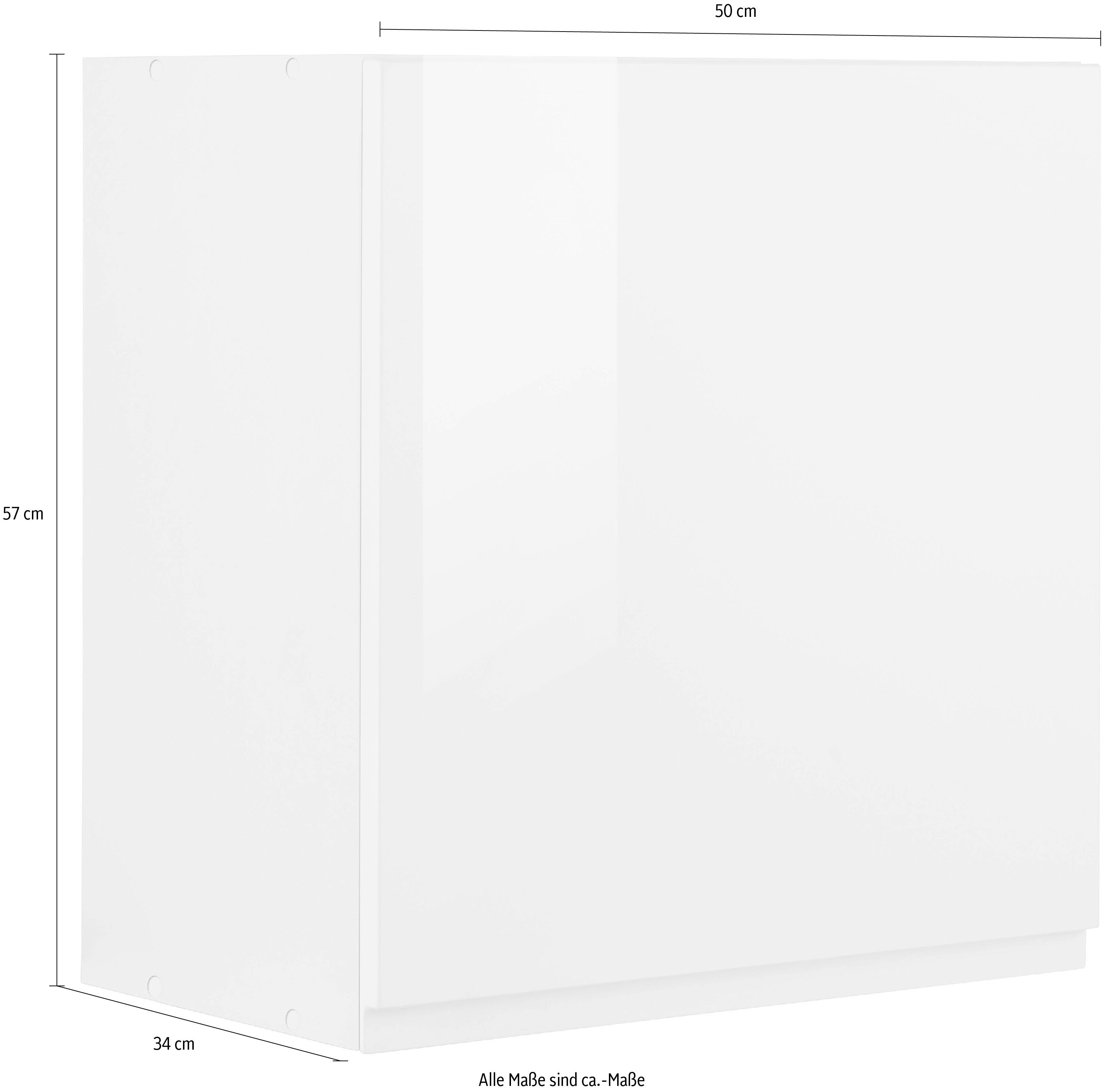 HELD MÖBEL Hängeschrank Virginia 50 cm Tür mit weiß | 1 breit, weiß Hochglanz