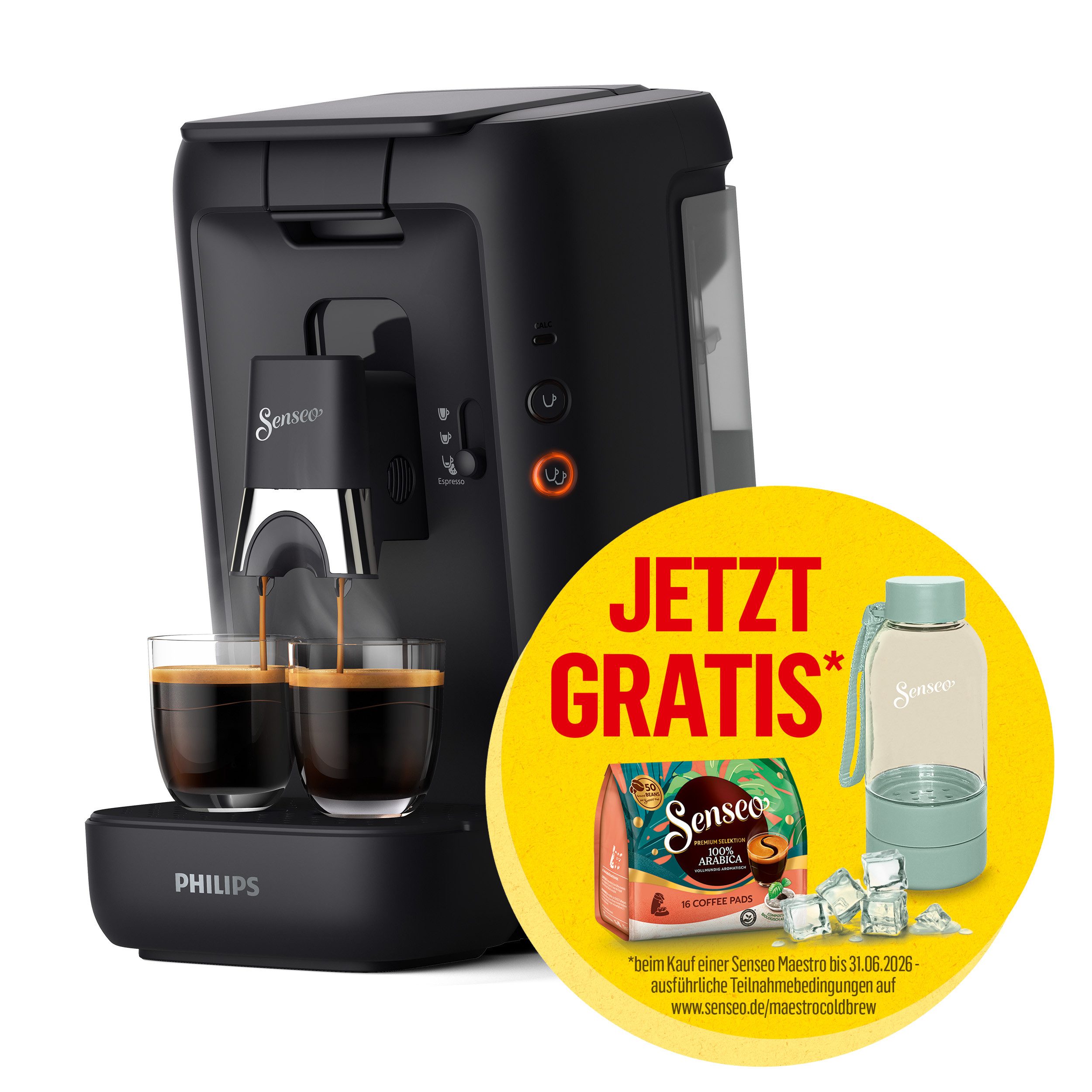 Philips Senseo Kaffeepadmaschine Maestro CSA260/60, mit drei Kaffee-Einstellungen, aus 80% rec. Plastik, Memo-Funktion