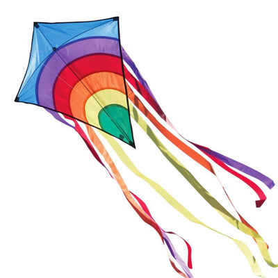 CiM Flug-Drache Rainbow Eddy BLUE, 65x72cm mit acht Streifenschwänzen inkl. Drachenschnur
