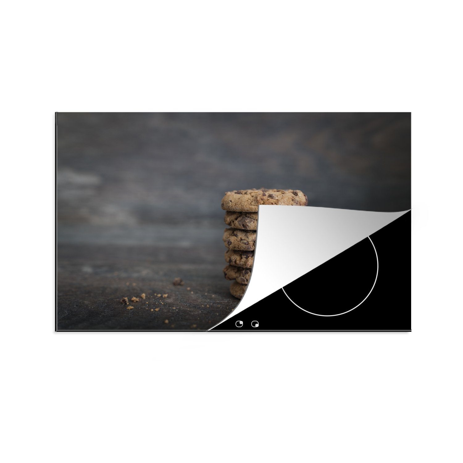 MuchoWow Herdblende-/Abdeckplatte Kekse mit Schokoladenstückchen, Vinyl, (1 tlg), 81x52 cm, Induktionskochfeld Schutz für die küche, Ceranfeldabdeckung