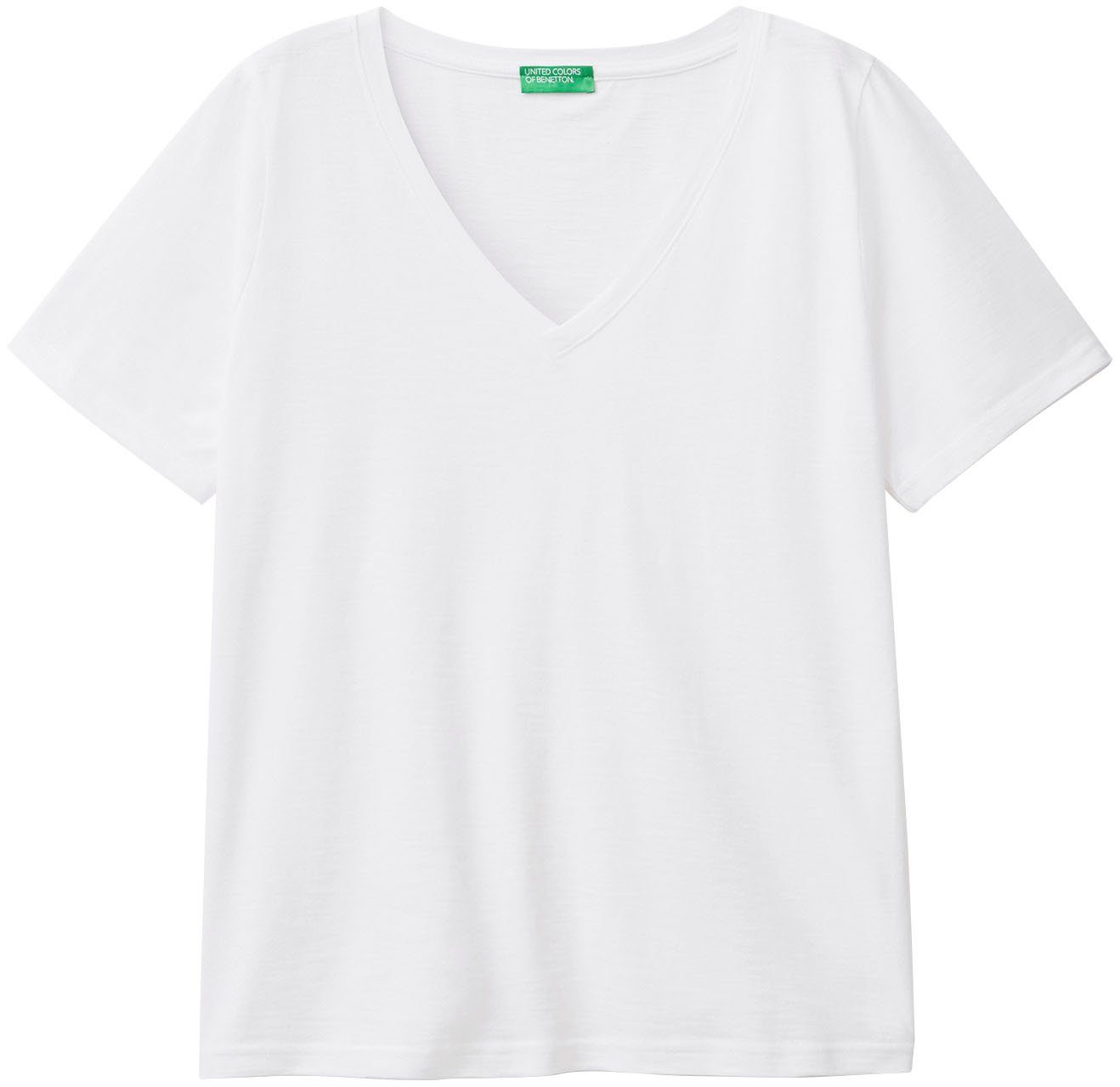 Benetton United Colors aus T-Shirt of Flammgarnjersey wollweiß