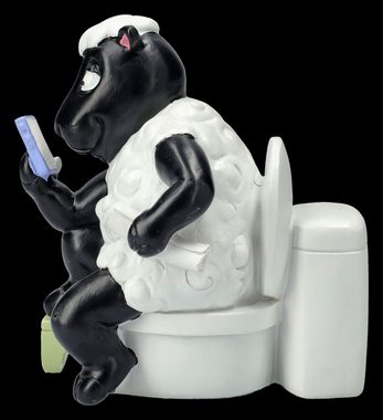 Figuren Shop GmbH Tierfigur Lustige Schaf Figur - Handyzeit am Klo - Tierfigur Dekoration Toilette