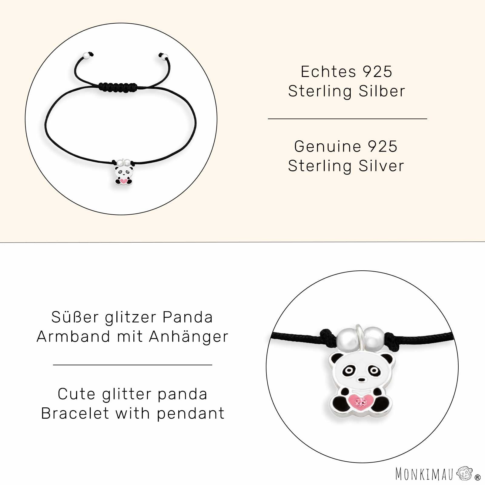 Schmuck Silberarmband Damen (Packung) Monkimau Anhänger Panda Armband mit Silber