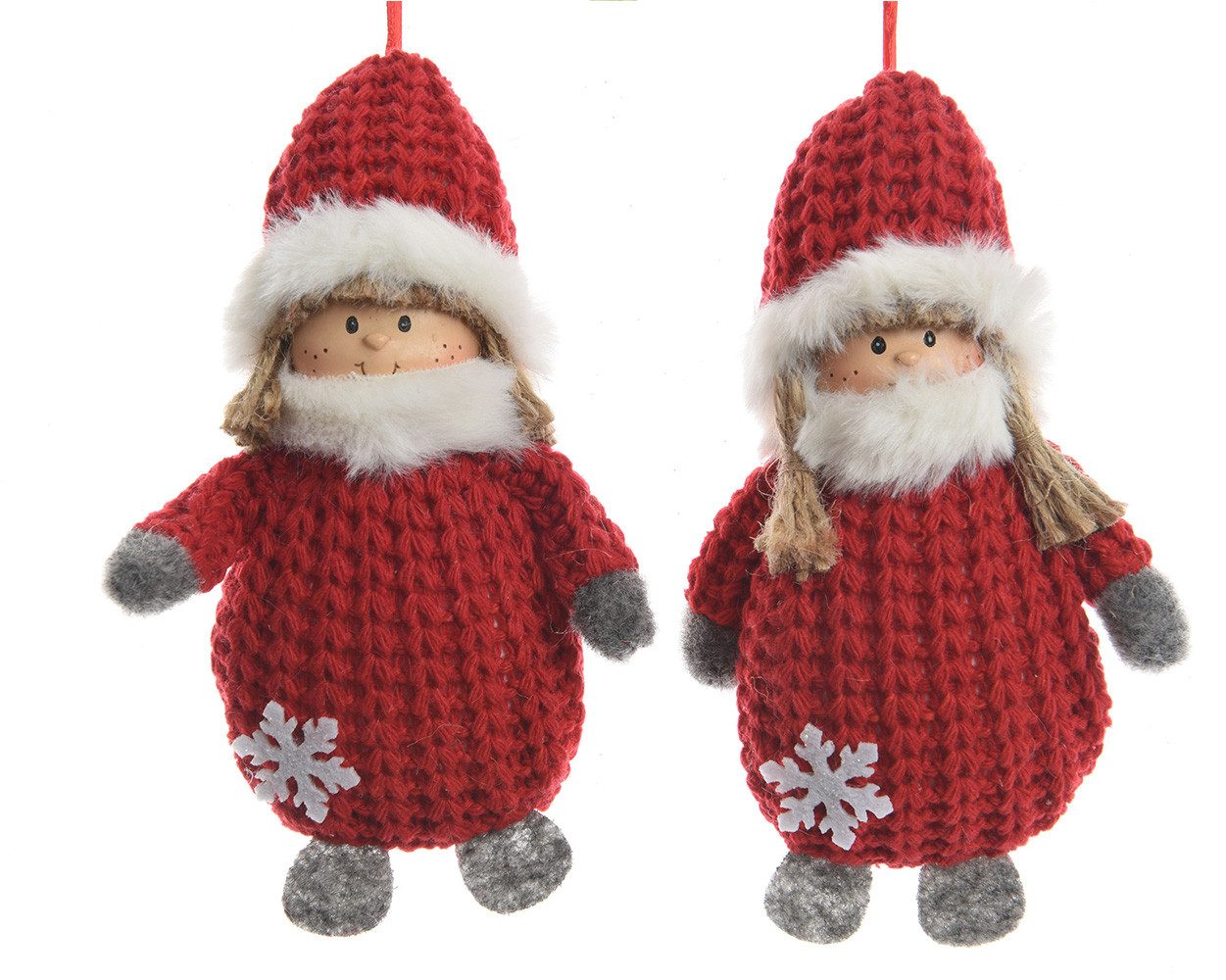 Kaemingk Christbaumschmuck, Christbaumschmuck Kinder mit Strickkleidung 14cm rot, 1 Stück sortiert