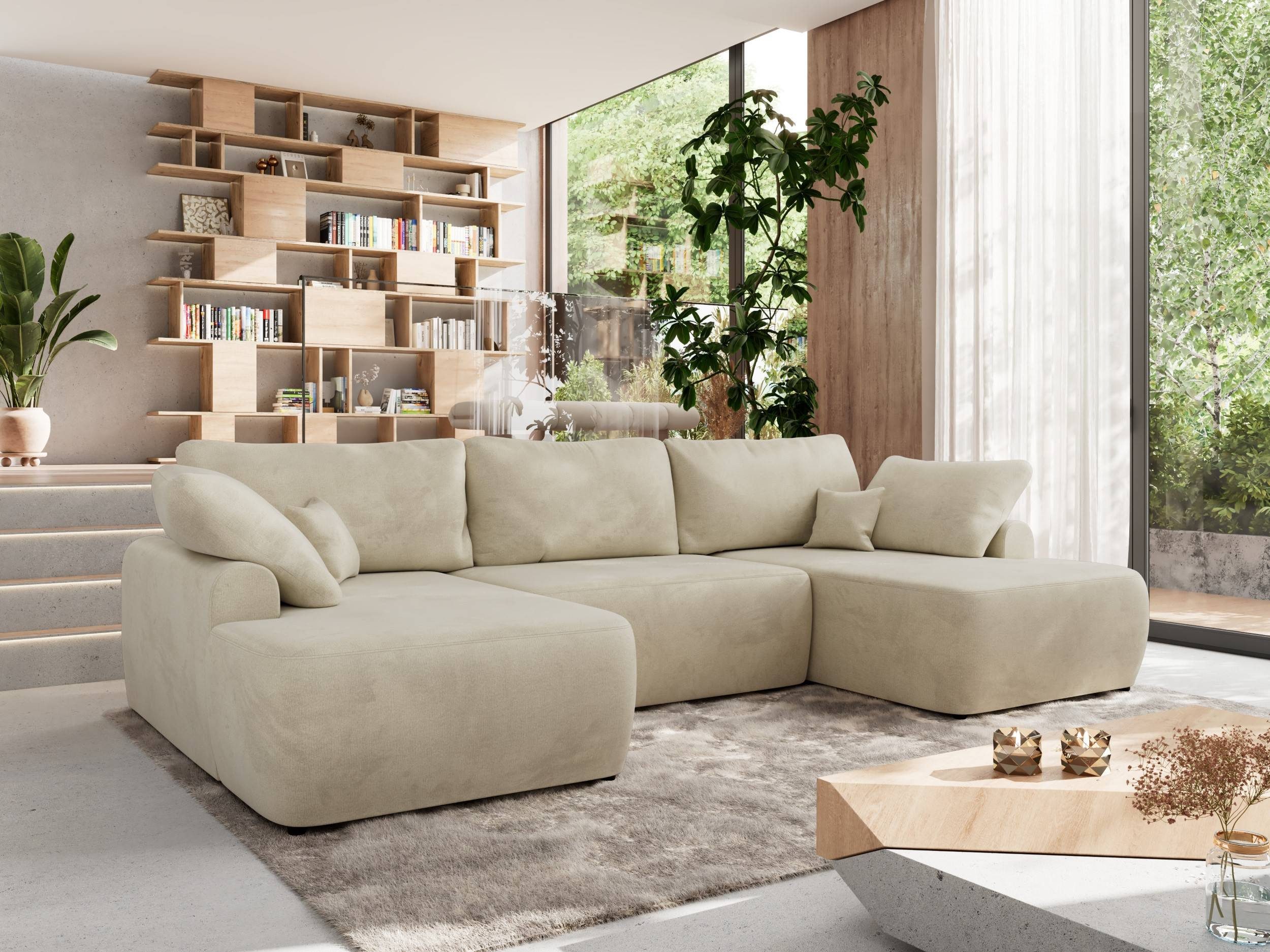 MKS MÖBEL Ecksofa CUBO U, Set, Wohnlandschaft U-Form, Wellenfedern, HR35-Schaum, form, Sofa big XXL, Bettkasten, Bettfunktion