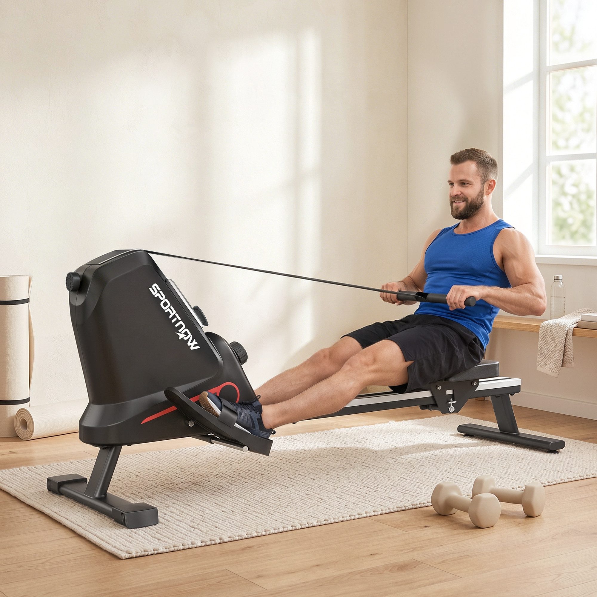 SPORTNOW Rudergerät Leises Magnetisches Rudergerät (Rudermaschine, 2-tlg., Magnetisches Rudergeräte), bis 130kg