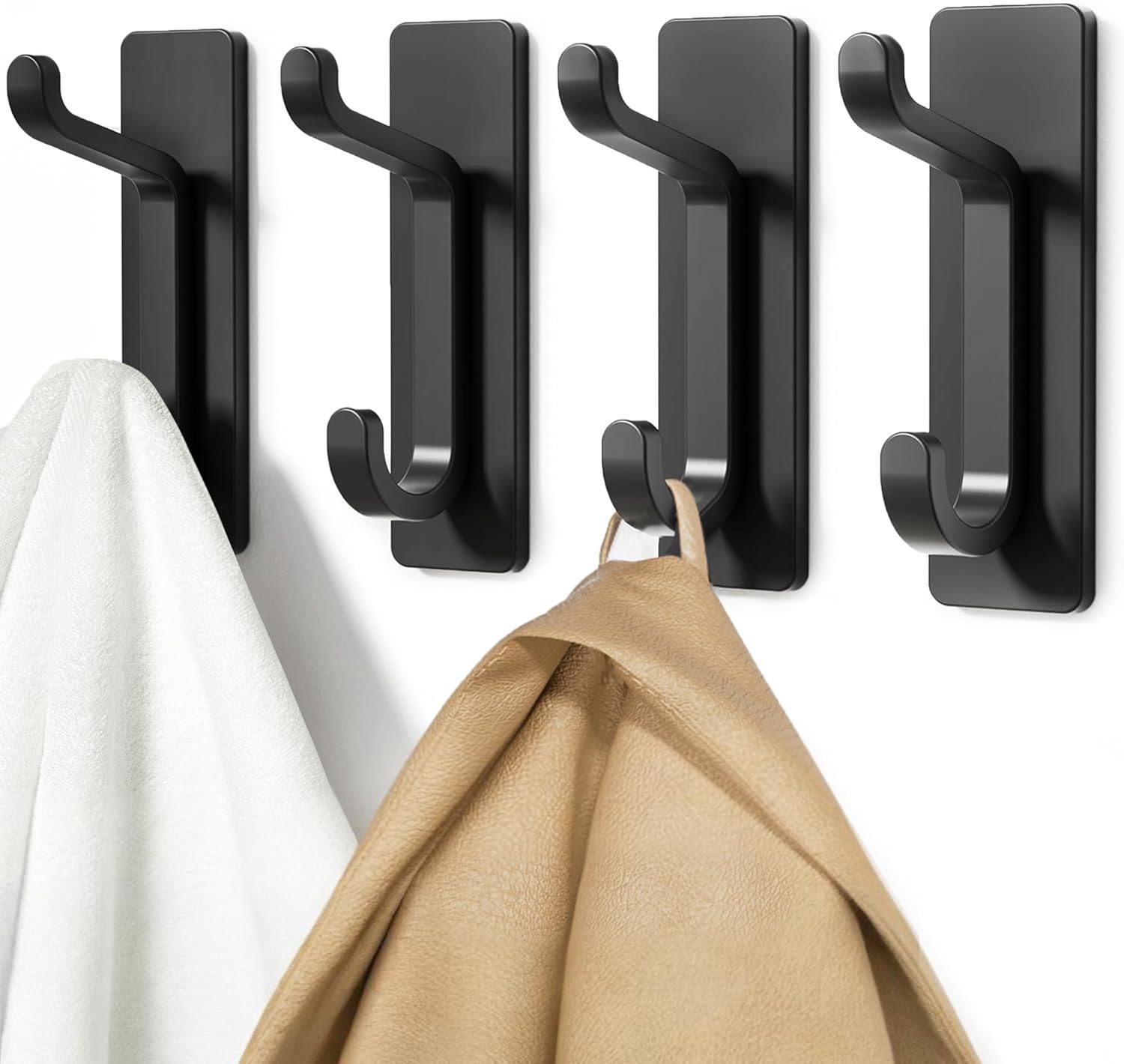 FELIXLEO Klebehaken Selbstklebende Haken Schwarz Matt, Extra Stark Bis 6kg, Duschhaken., (1-St)