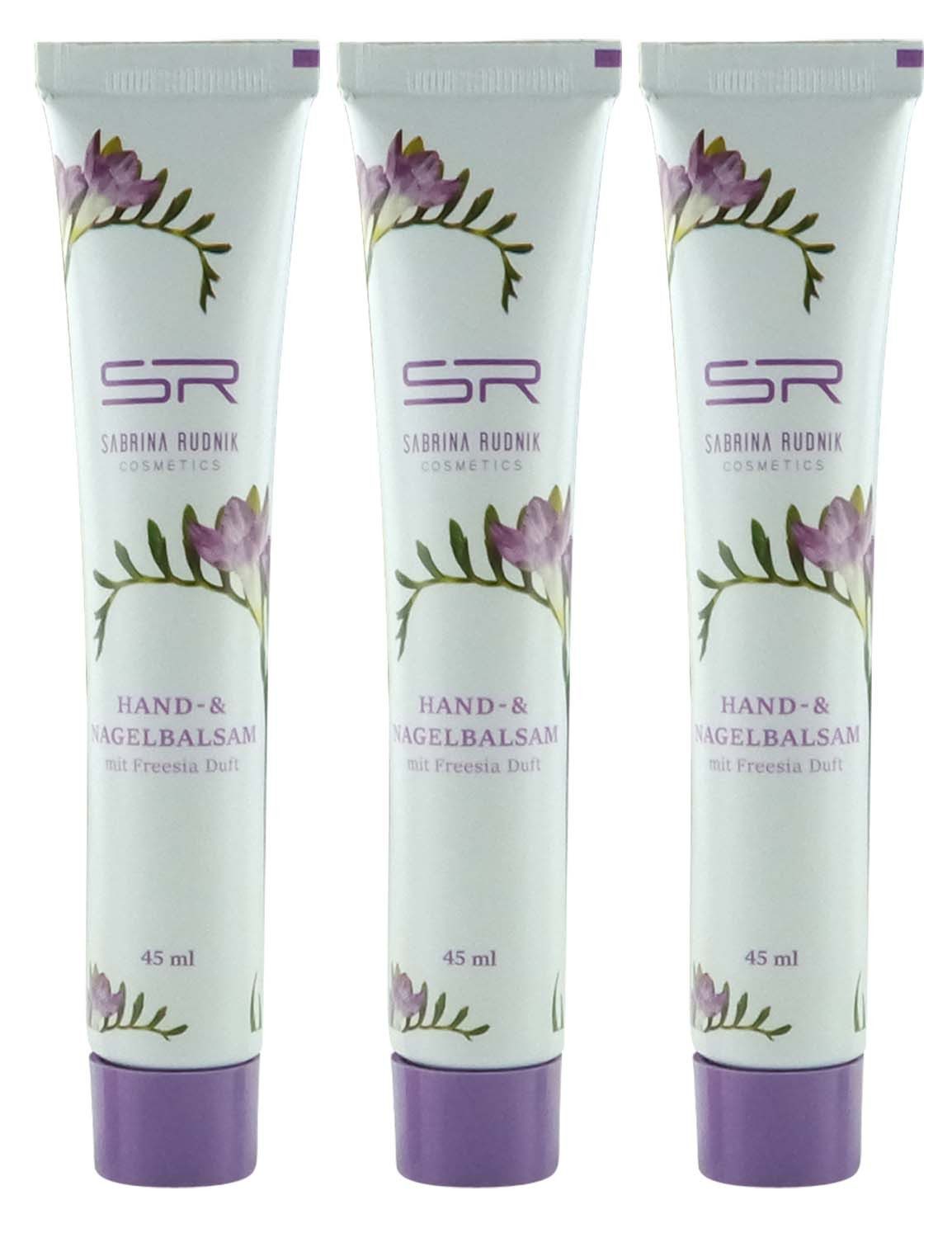 varivendo Handcreme Hand- & Nagelbalsam Freesie 3x 45ml + Notizblock Tube, 3-tlg., Handbalsam Handcreme Nagelpflege Hautpflege Creme