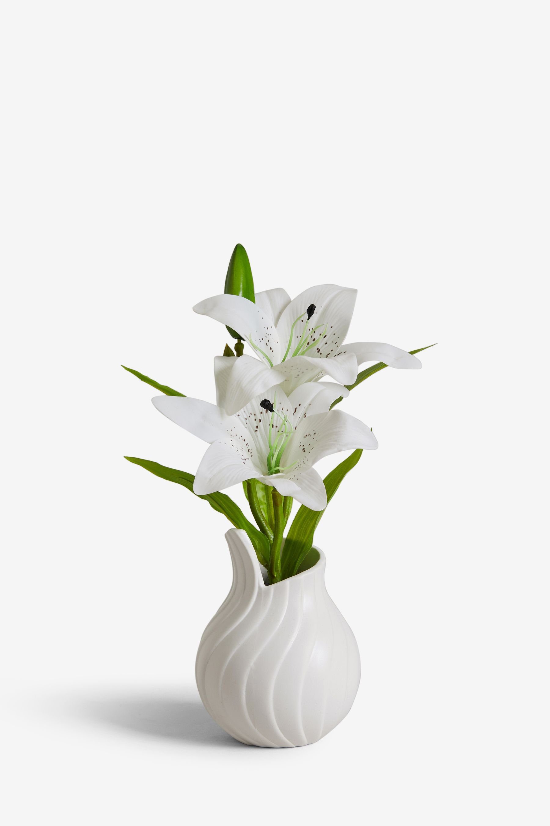 Kunstblume Künstliche Lilie in Keramikvase mit Faltendesign, Next
