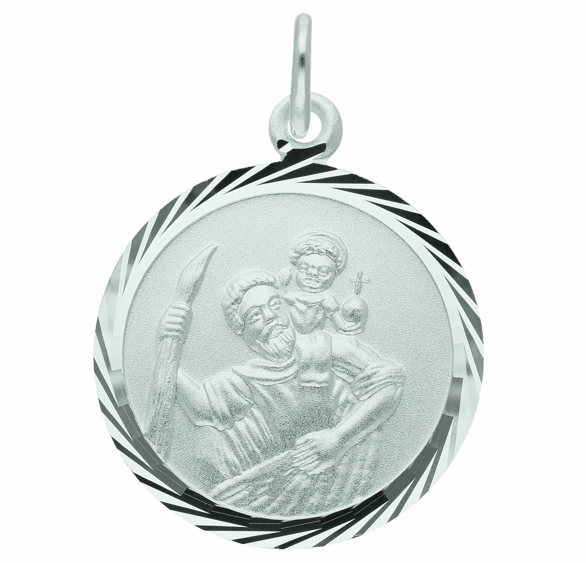 Kettenanhänger Damen 925 Silber Anhänger Christophorus Ø 16 mm