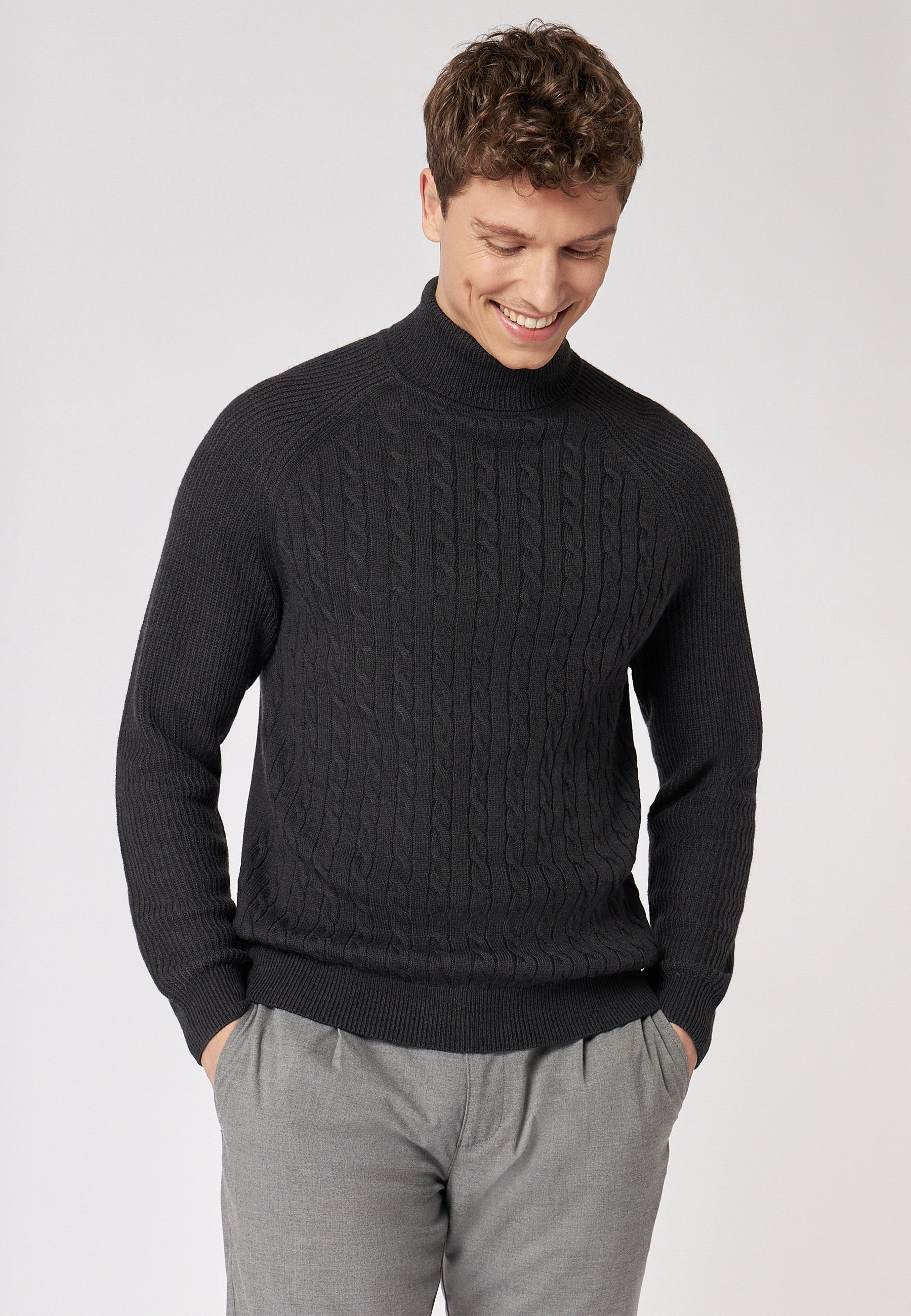 Roy Robson Rollkragenpullover Rollkragen Pullover mit Zopfstrickmuster