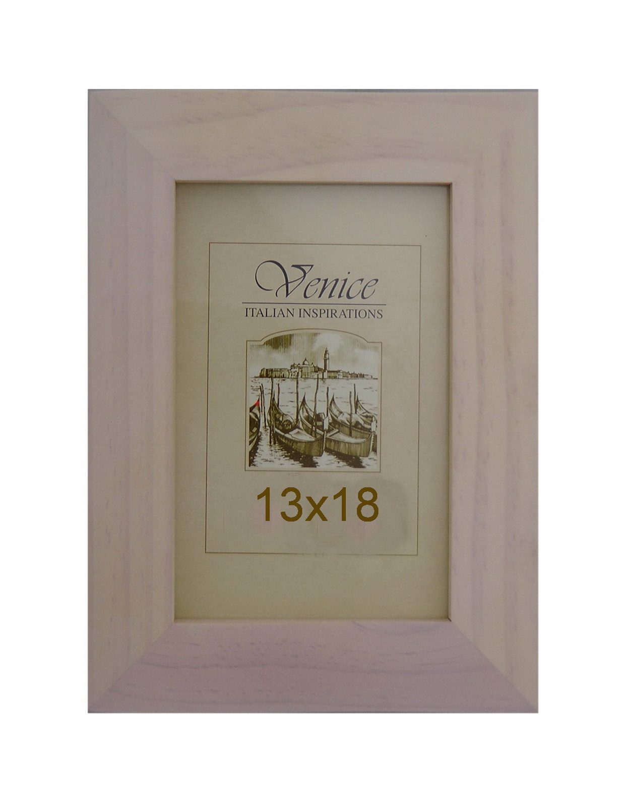 Oslo MasterLine Portraitrahmen Bilderrahmen Holz geschwungenes Profil Echtglas stabiler Aufsteller, Format 13 x 18 cm Rahmenfarbe weiß gekalkt