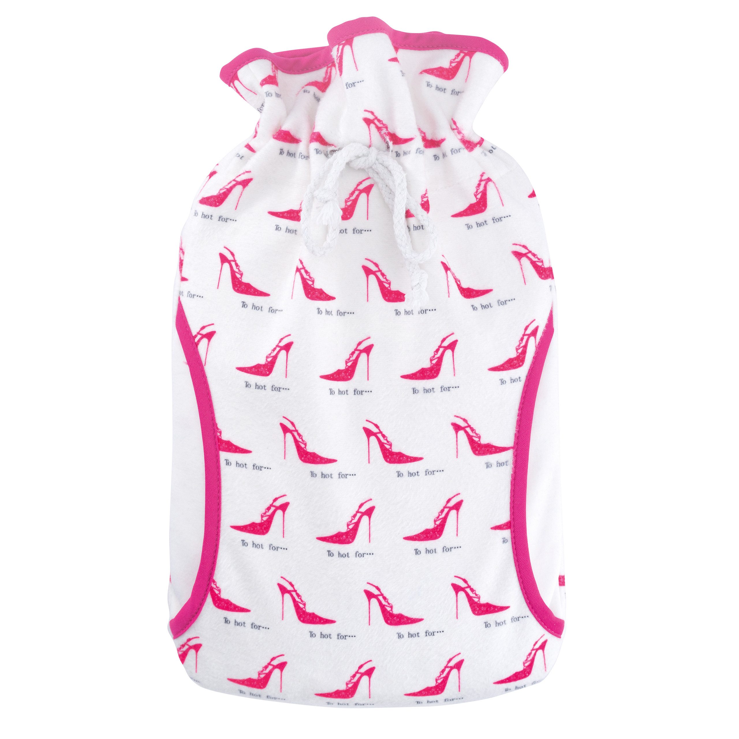 Hugo Frosch Wärmflasche Öko 2,0 l formstabil Made in Germany mit Muff-Bezug, High Heels Pink - auslaufsichere Bettflasche, waschbarer Überzug