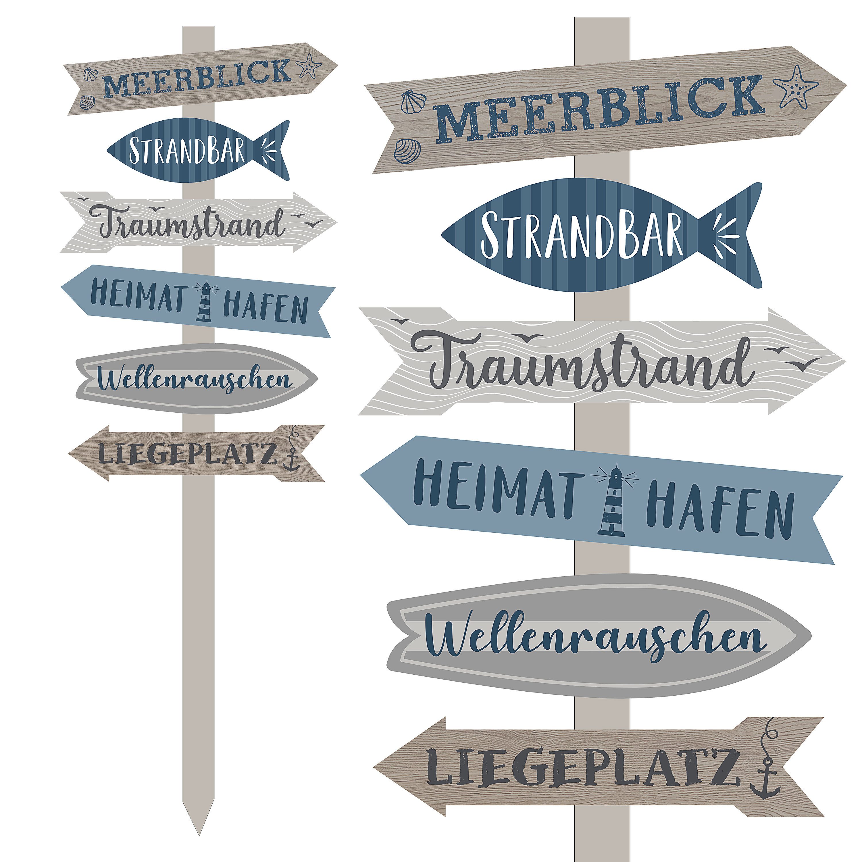 CEPEWA Hinweisschild Strandschild Wegweiser maritim Schild Holz 76cm Gartendeko 6 Planken – Bild 5 von 5