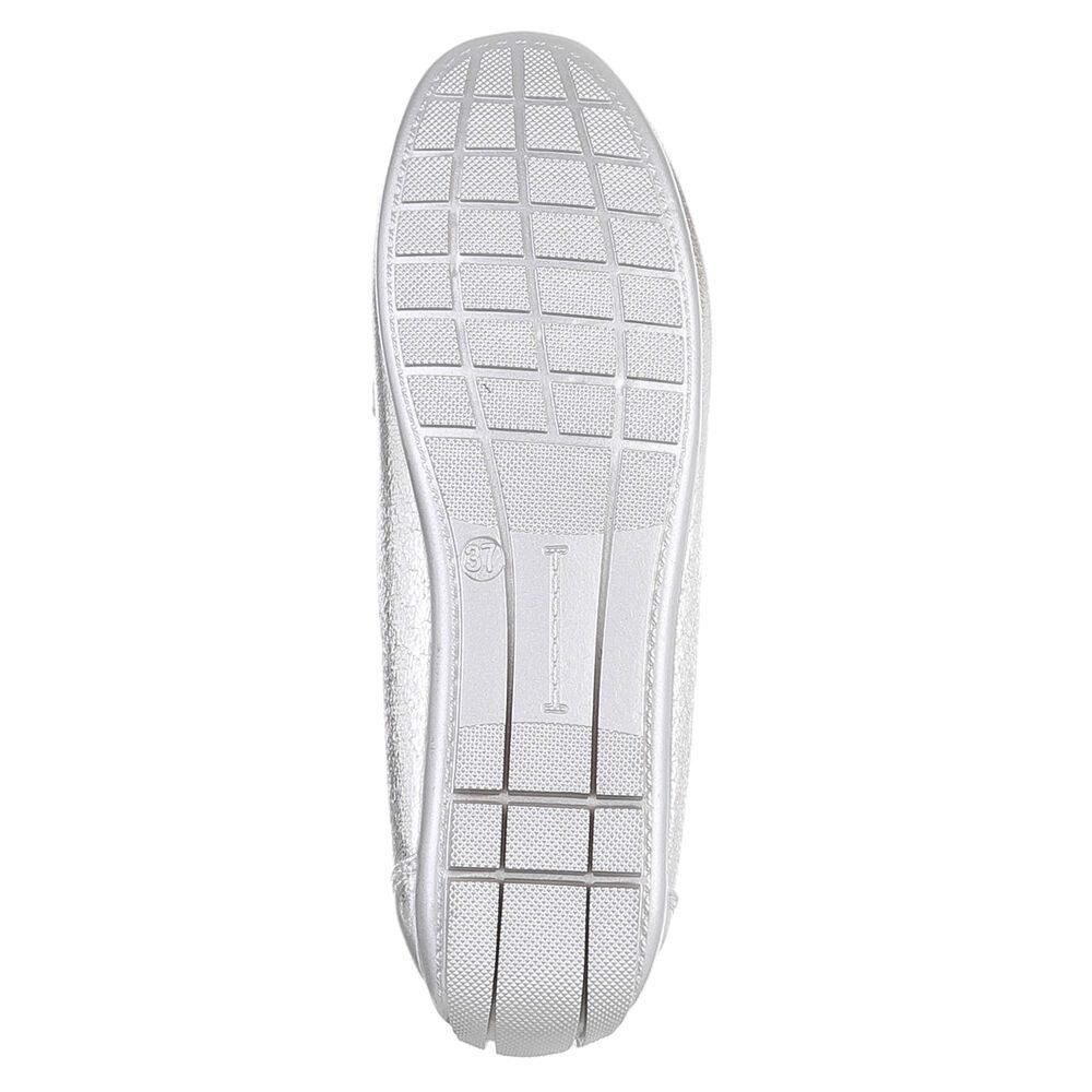 Ital-Design Elegante Wildleder Slipper mit Goldakzent für Damen Slipper (91261041) Flach Mokassins in Silber